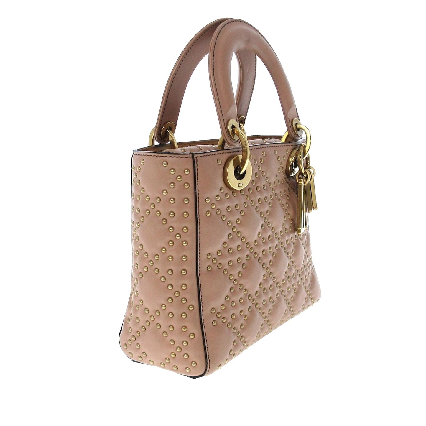 Dior Cannage Supple Lady Studded Satchel Shg Aku Leather Small Satchel Bag