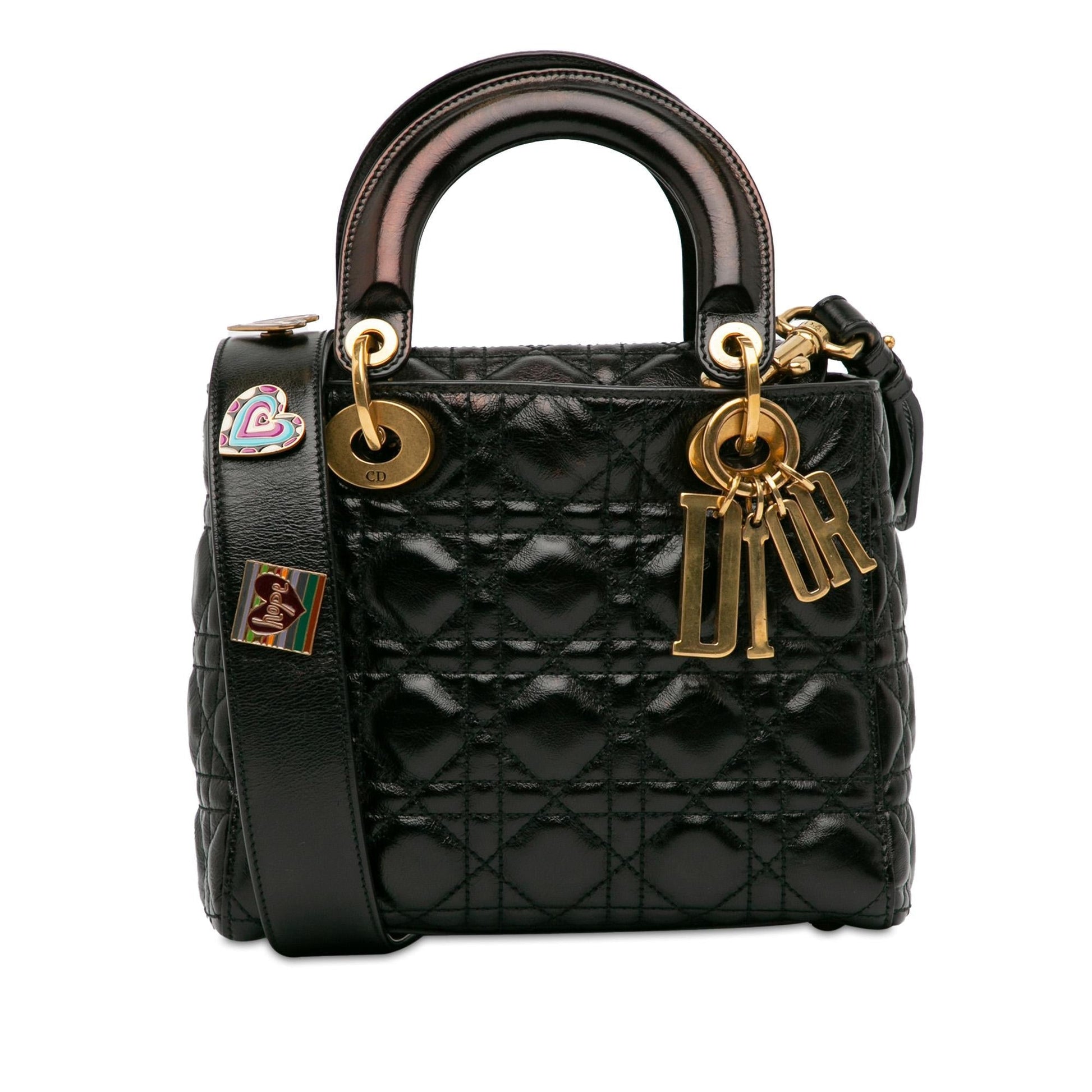 Dior Crinkled Cannage Lucky Badges My Lady Shg Hlarbp Patent Small Satchel Bag