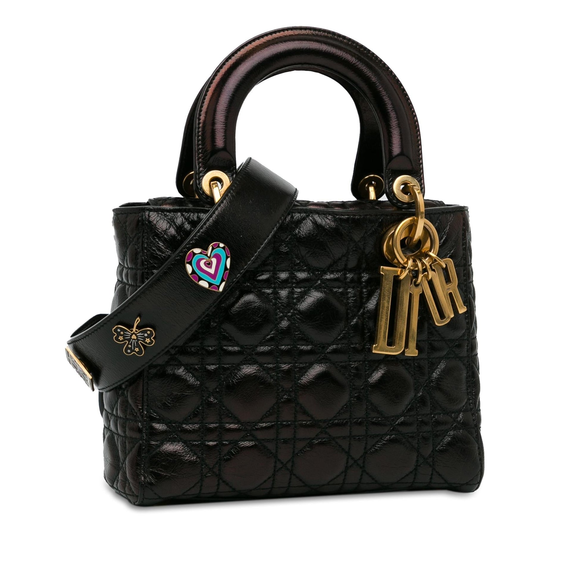 Dior Crinkled Cannage Lucky Badges My Lady Shg Skvge5 Patent Small Satchel Bag