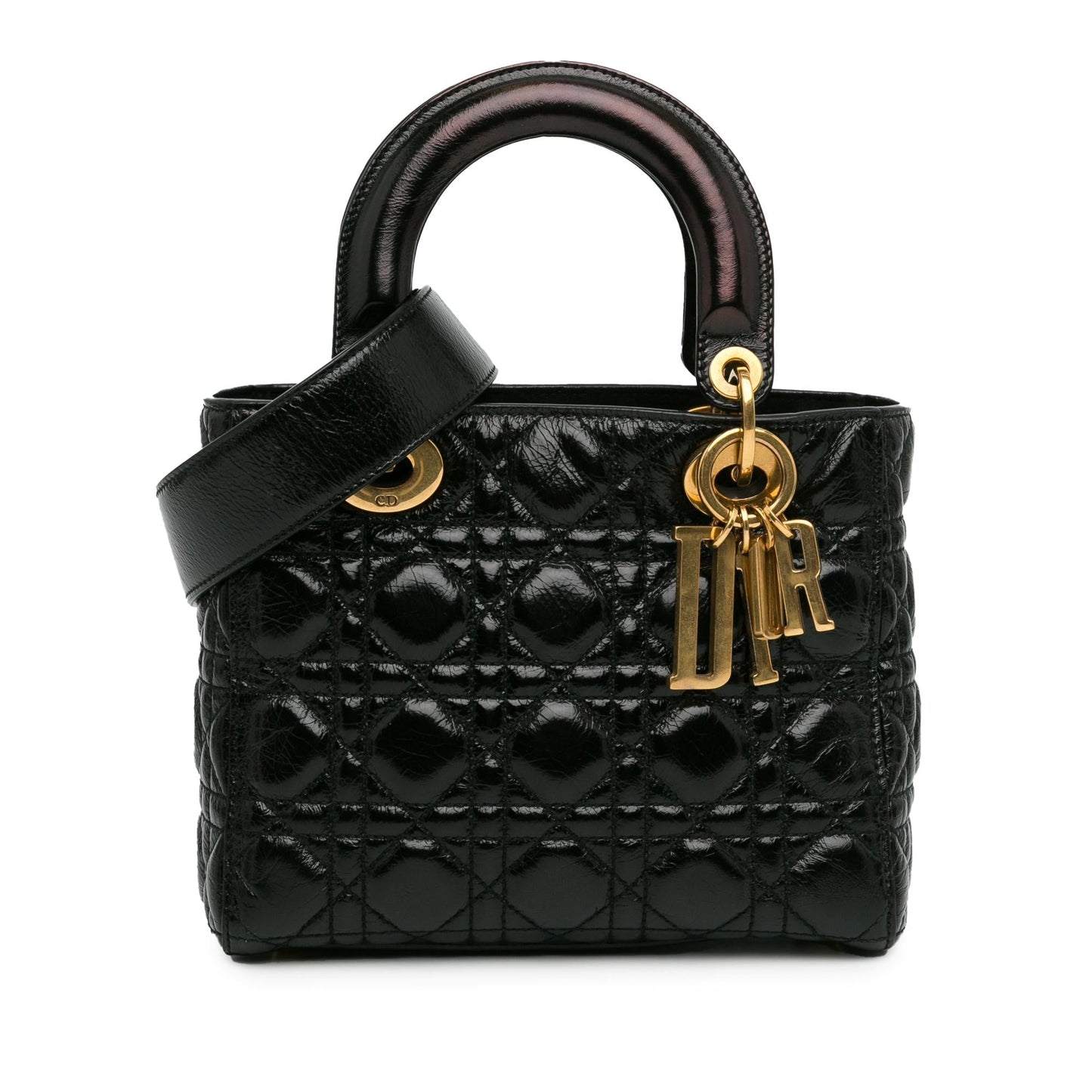 Dior Crinkled Cannage Lucky Badges My Lady Shg Mjdnli Patent Small Satchel Bag