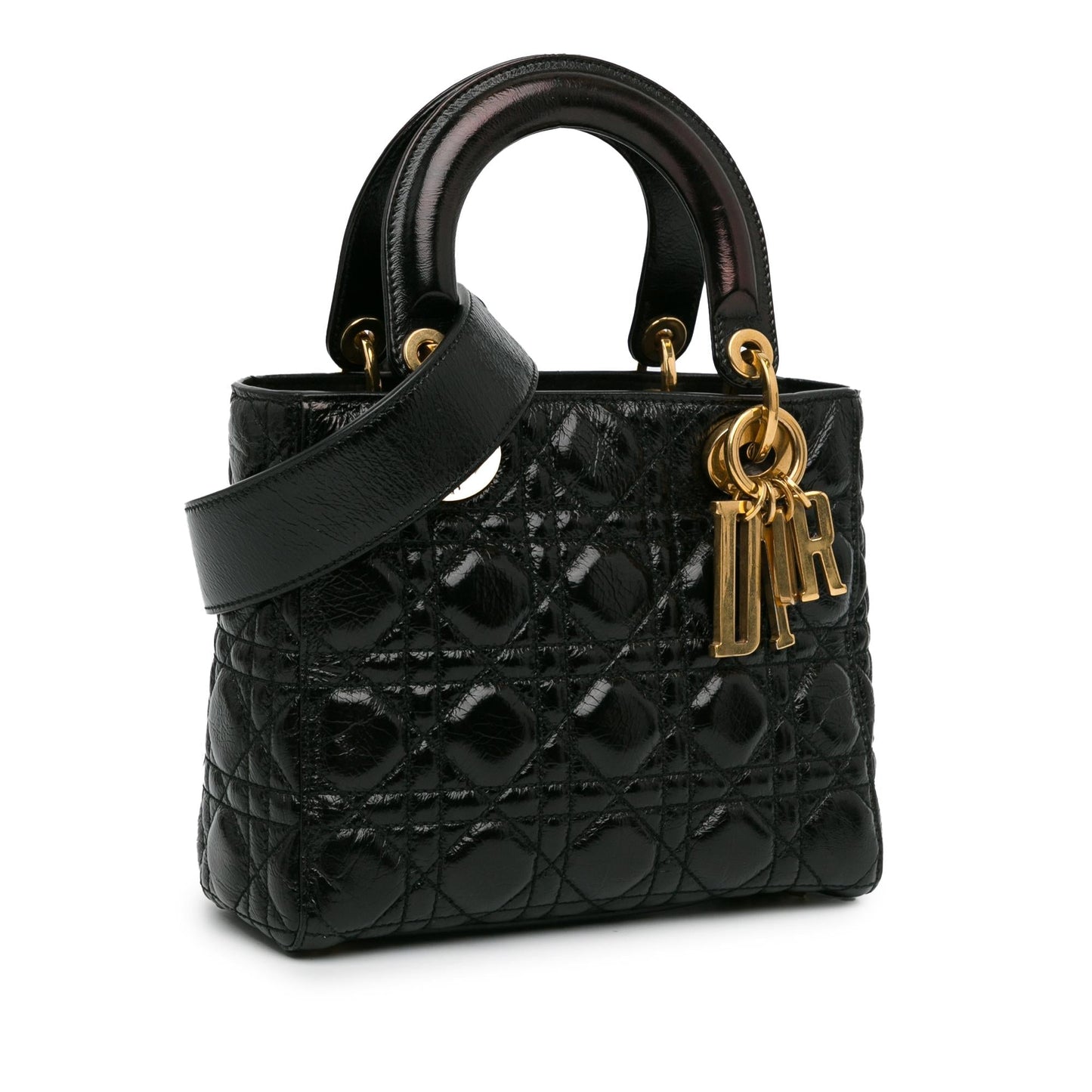 Dior Crinkled Cannage Lucky Badges My Lady Shg Mjdnli Patent Small Satchel Bag