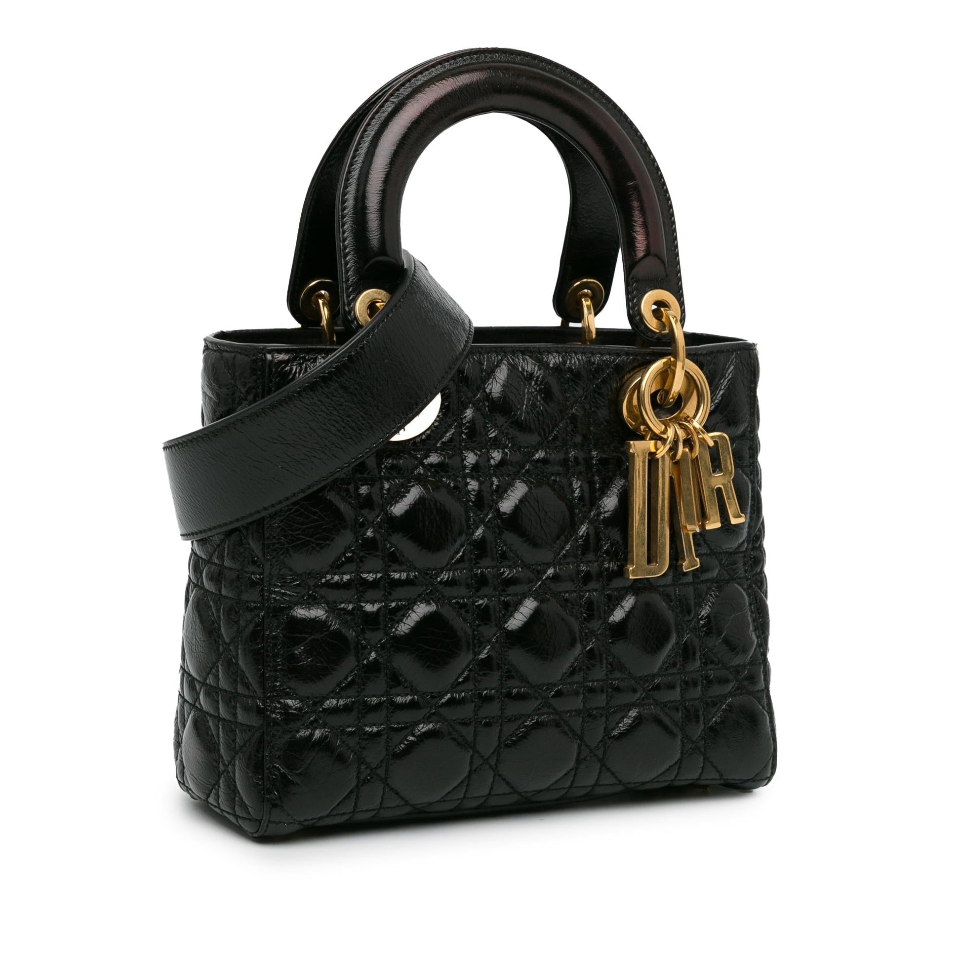 Dior Crinkled Cannage Lucky Badges My Lady Shg Mjdnli Patent Small Satchel Bag