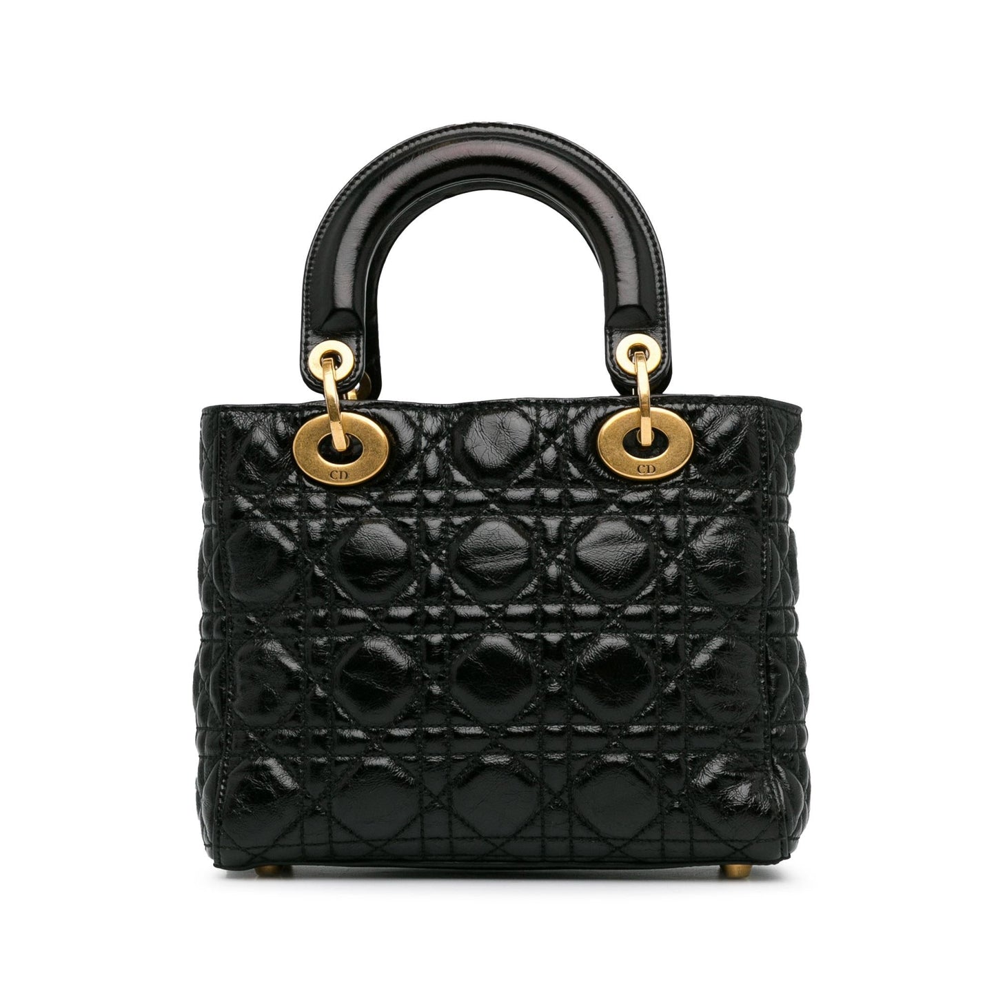 Dior Crinkled Cannage Lucky Badges My Lady Satchel Bag Patent Small