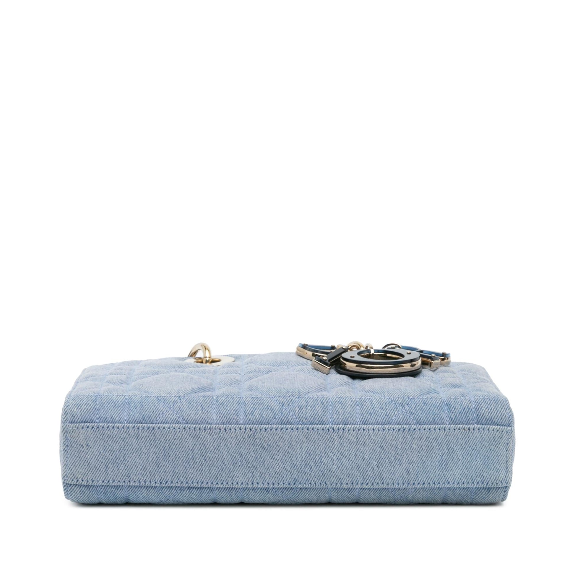 Dior Macrocannage Lady Joy Satchel Bag Denim Small