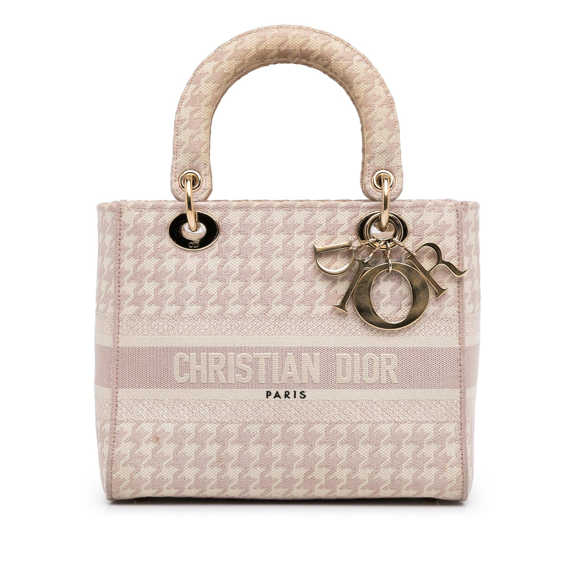 Dior Houndstooth Lady Lite Shg Cgftow Satchel Bag Small