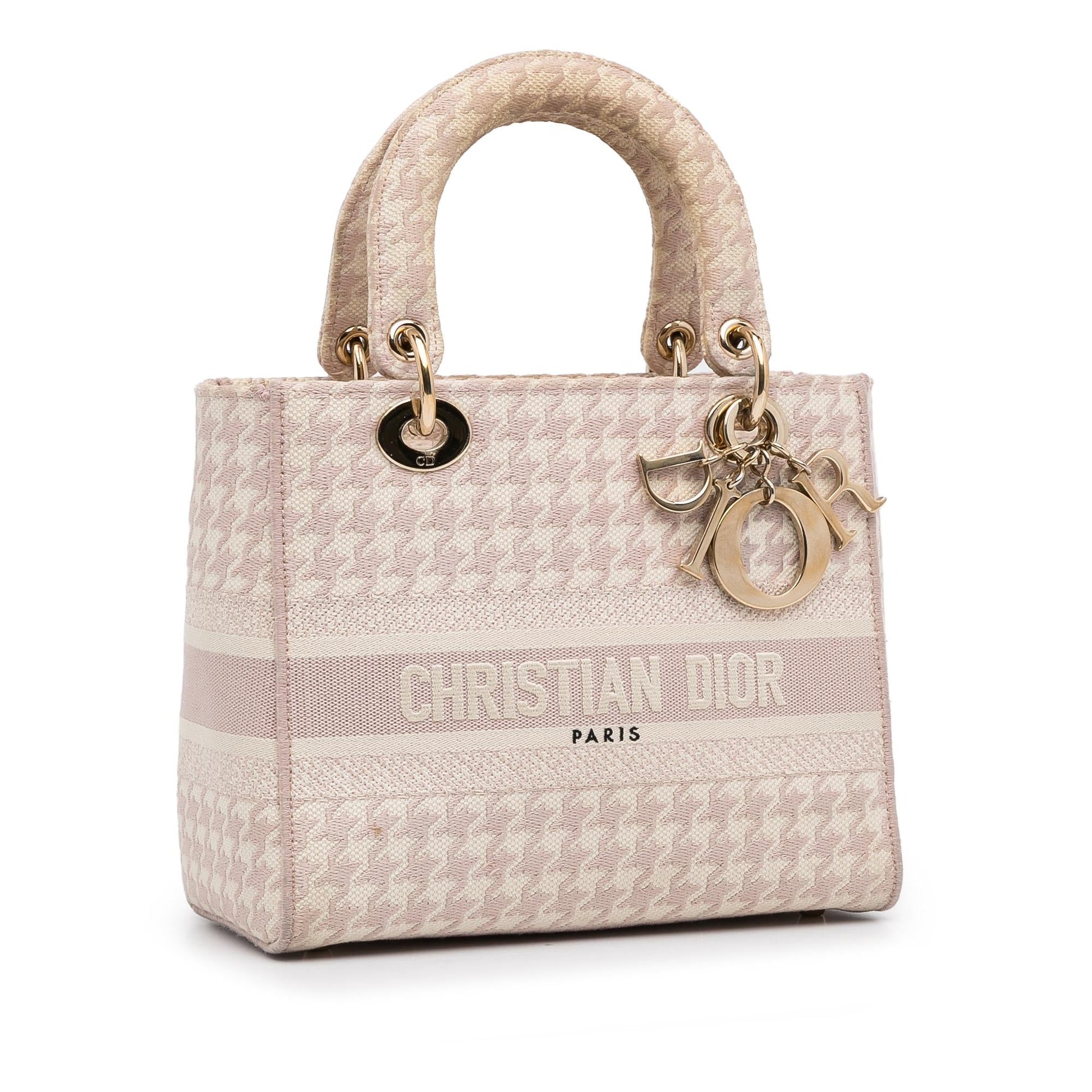 Dior Houndstooth Lady Lite Satchel Bag Small