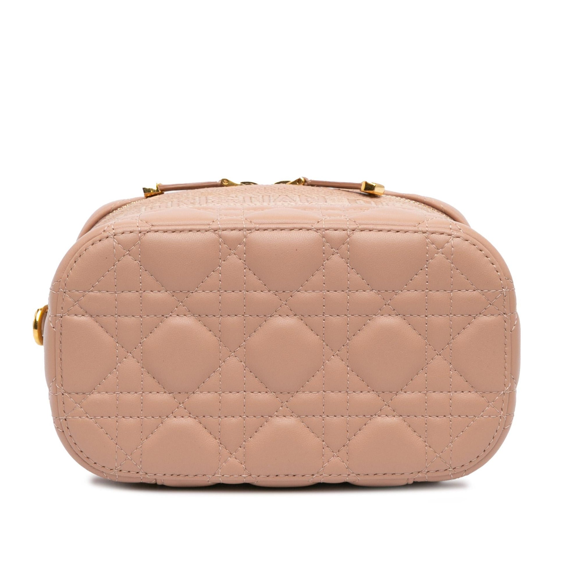 Dior Cannage travel Vanity Case Satchel Bag Lambskin Small