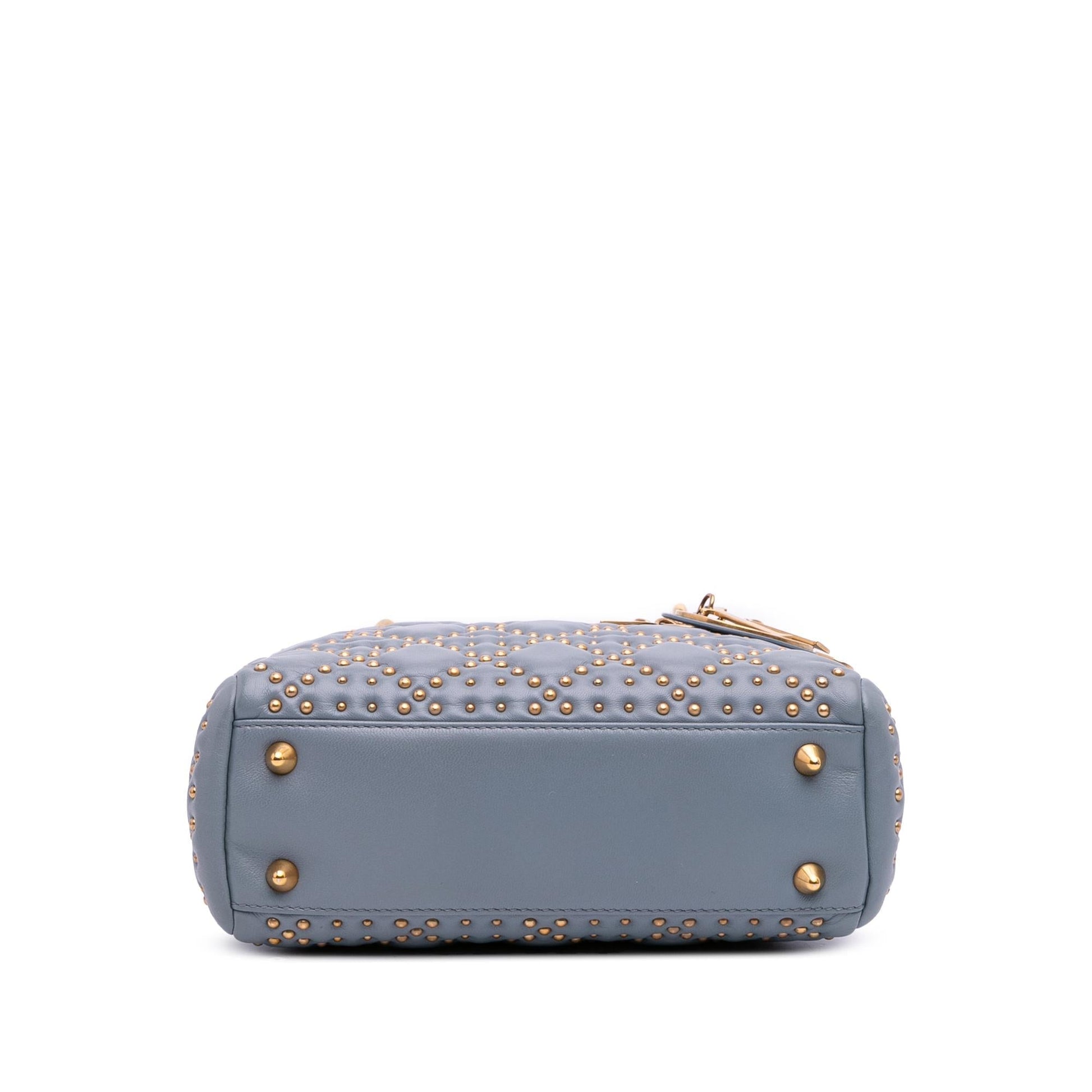 Dior Cannage Studded Supple Lady Satchel Bag Lambskin Small
