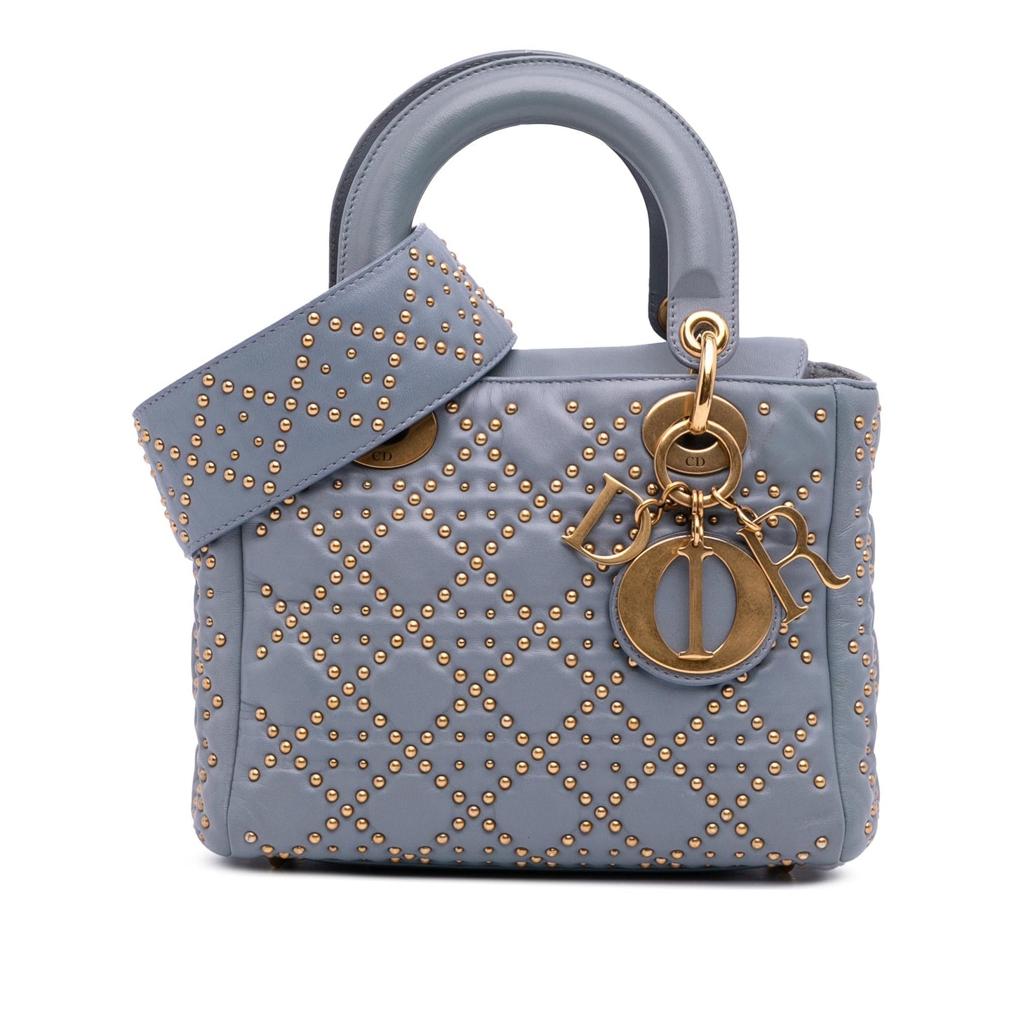 Dior Cannage Studded Supple Lady Satchel Bag Lambskin Small