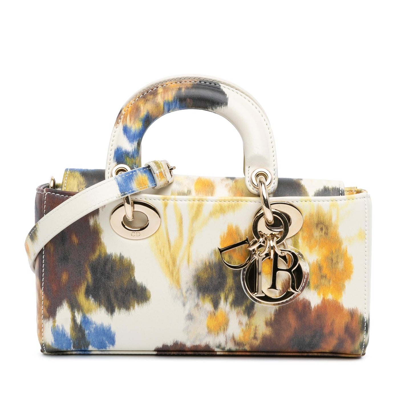 Dior Floral Print Lady Joy Satchel Bag Leather Small