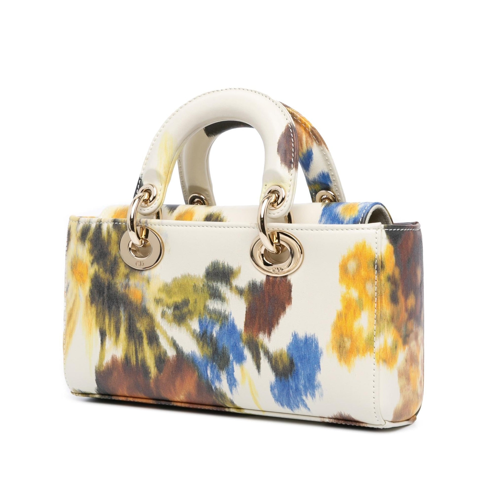 Dior Floral Print Lady Joy Satchel Bag Leather Small