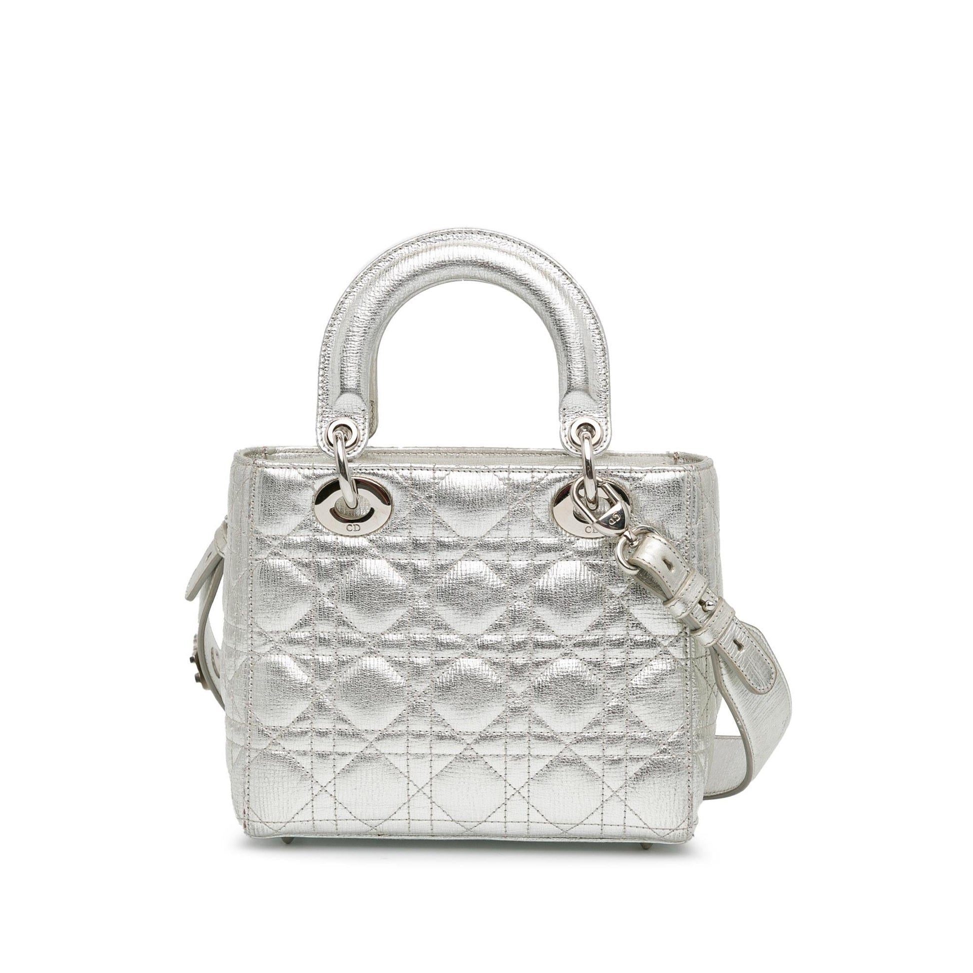 Dior Metallic Grained Calfskin Cannage Lucky Badges My Lady Small Satchel Bag Dior Shg Bwyb1W