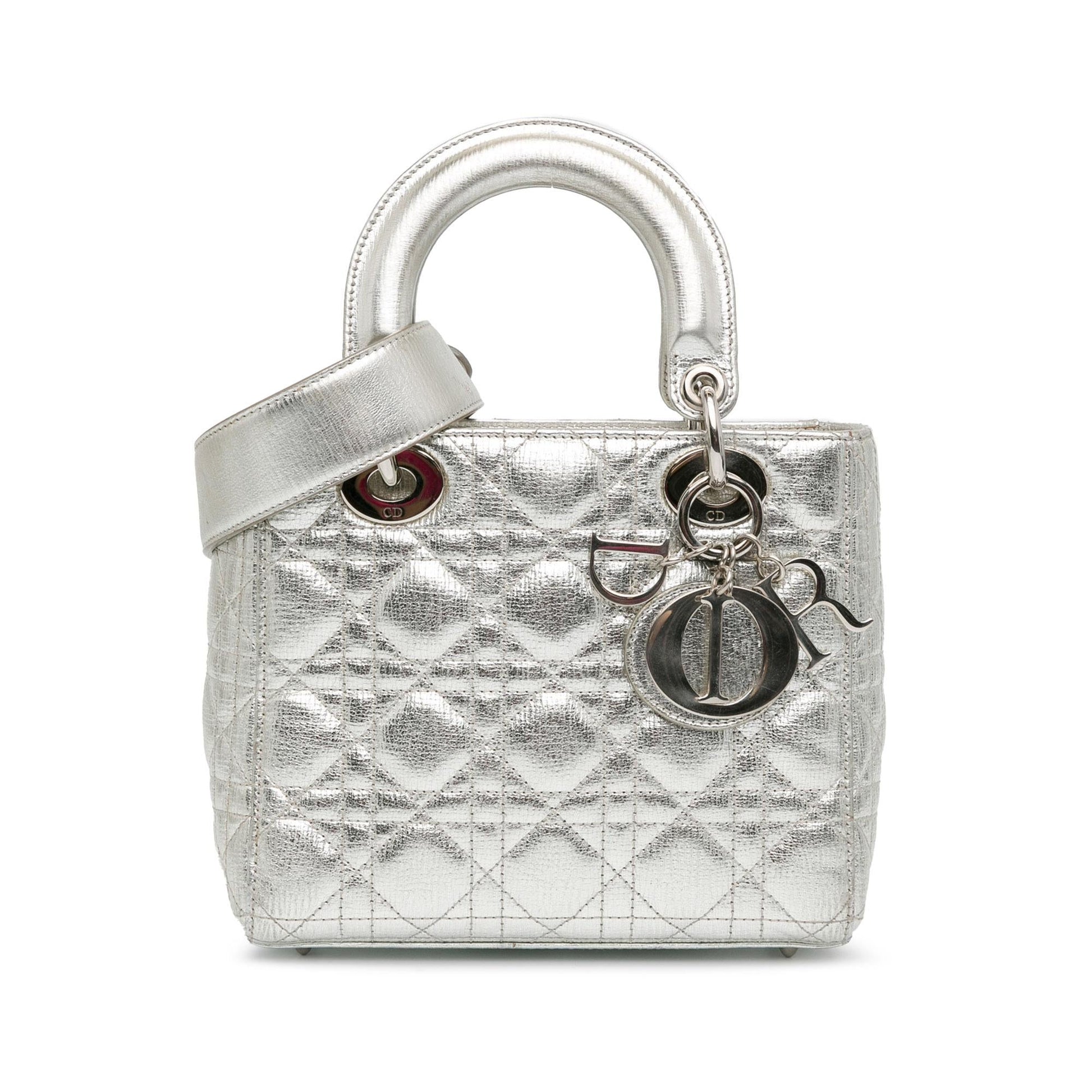Dior Metallic Grained Calfskin Cannage Lucky Badges My Lady Small Satchel Bag Dior Shg Bwyb1W