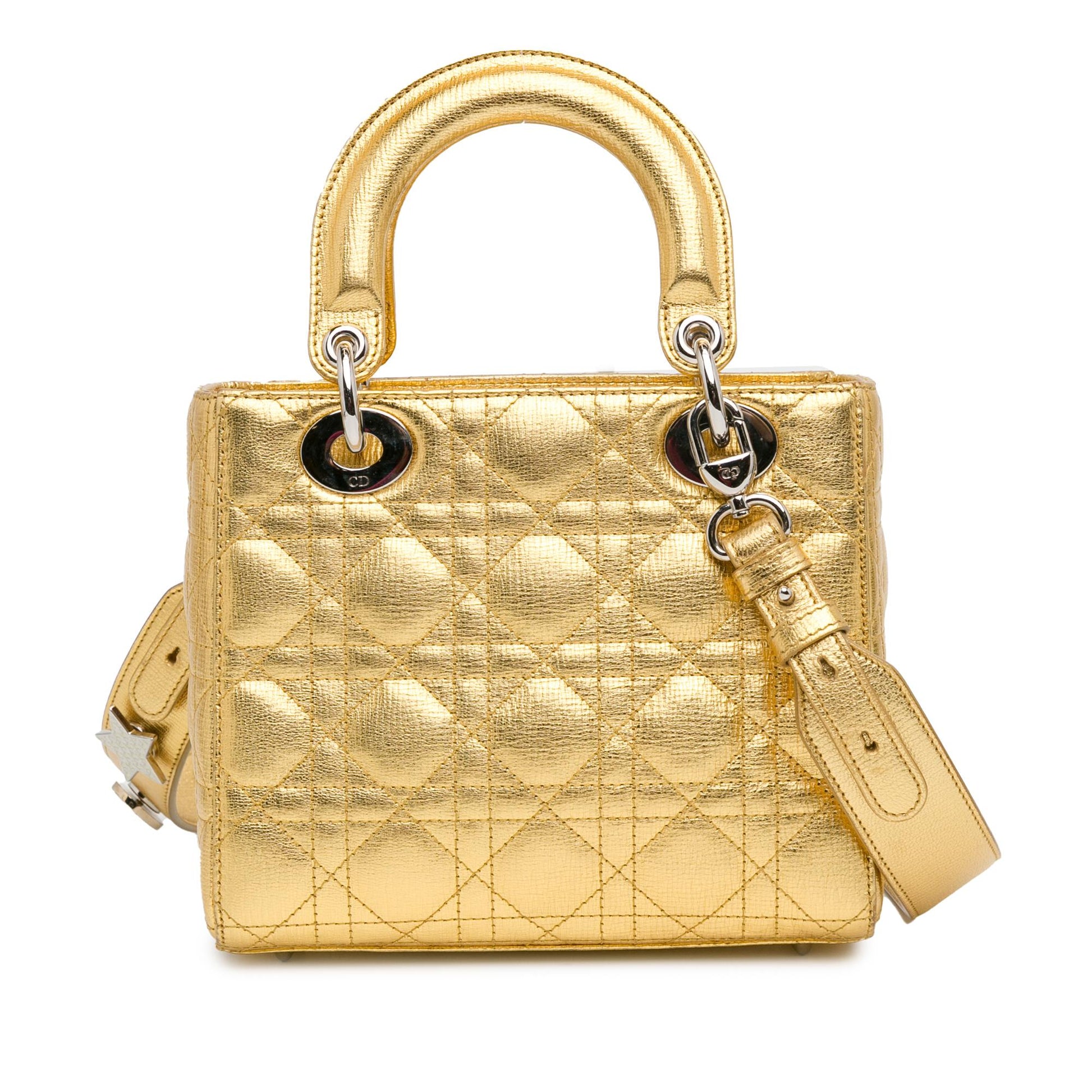 Dior Metallic Grained Calfskin Cannage Lucky Badges My Lady Small Satchel Bag Dior Shg G4Rqan