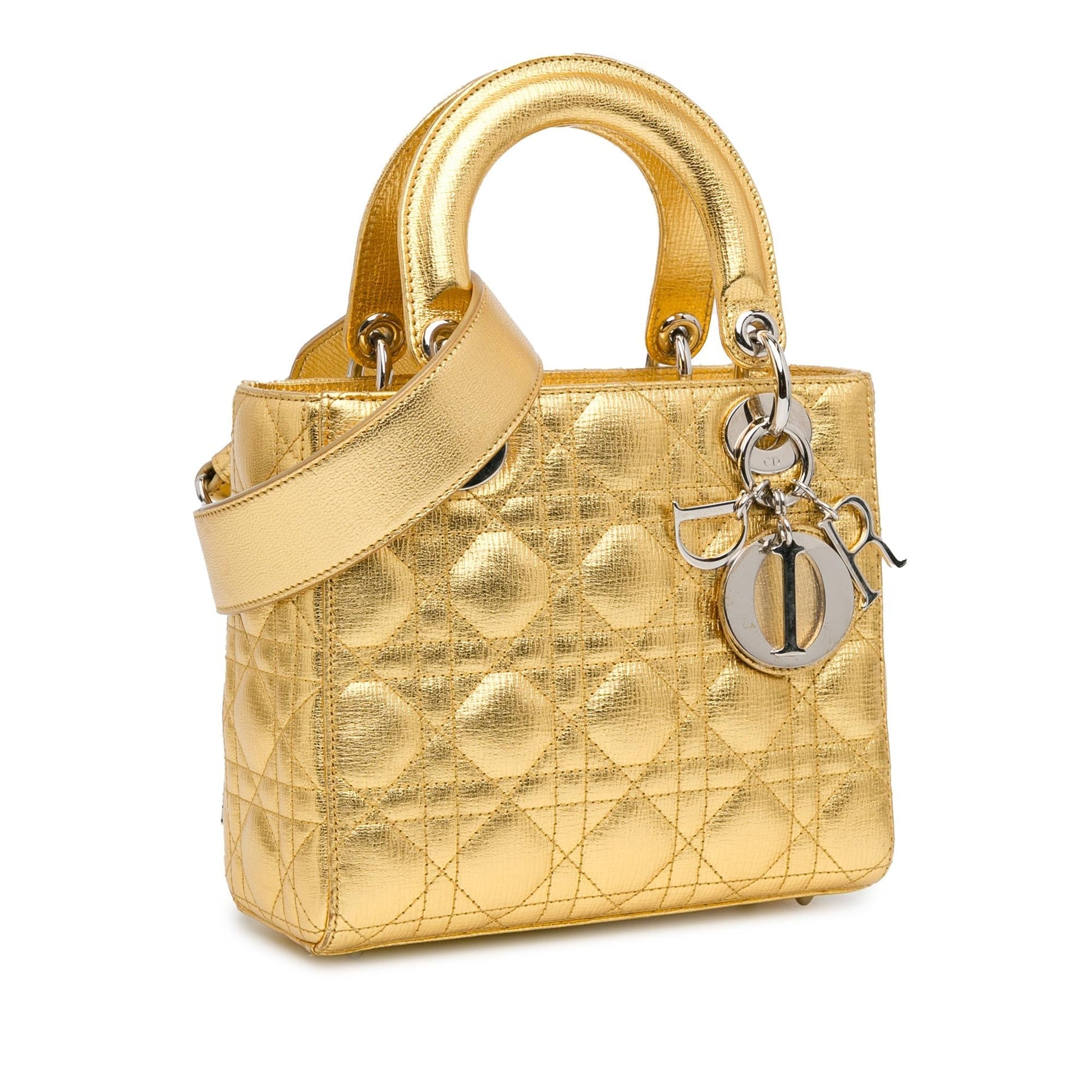 Dior Metallic Grained Calfskin Cannage Lucky Badges My Lady Small Satchel Bag Dior Shg G4Rqan