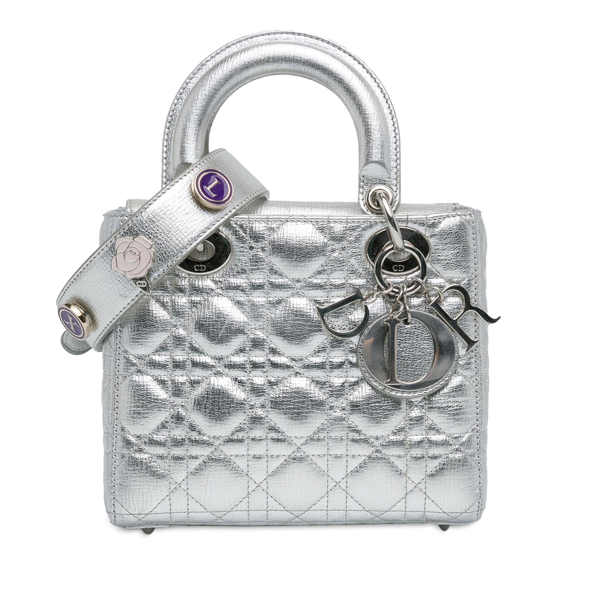 Dior Metallic Grained Calfskin Cannage Lucky Badges My Lady Small Satchel Bag Dior Shg Jrv0Kw