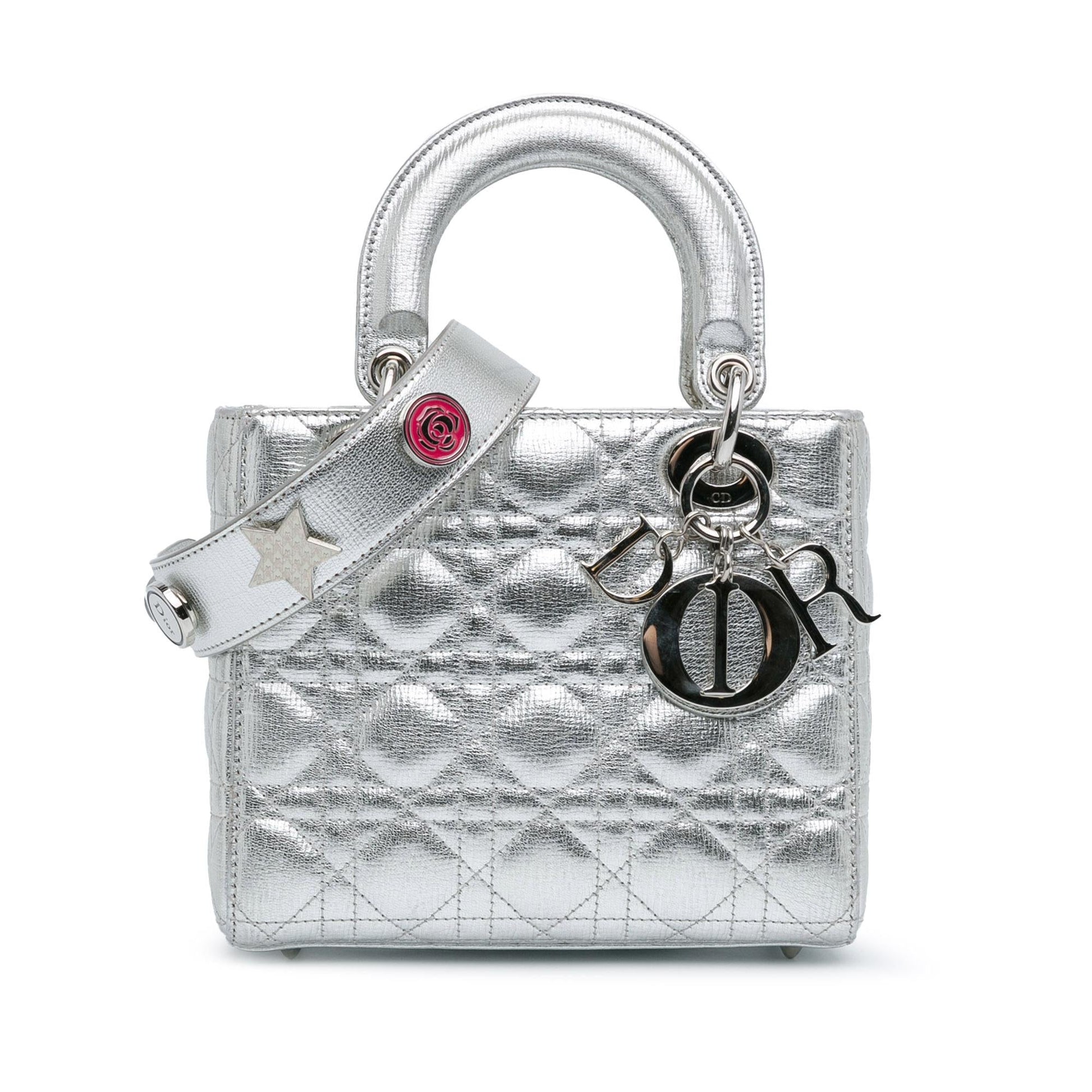 Dior Metallic Grained Calfskin Cannage Lucky Badges My Lady Small Satchel Bag Dior Shg Pawjgo