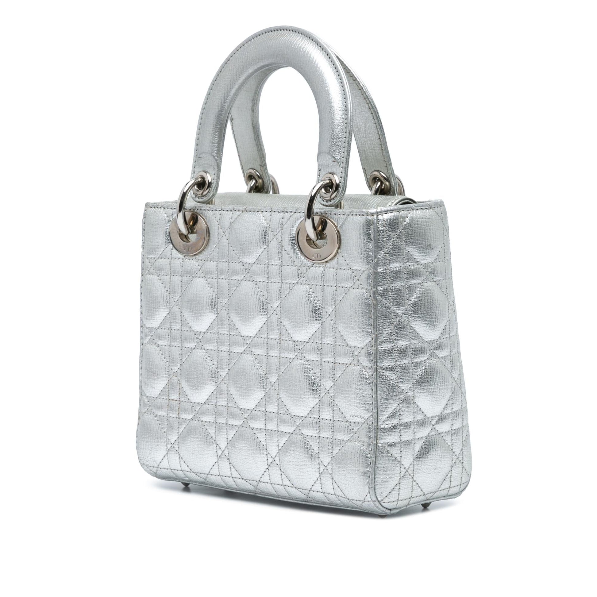 Dior Metallic Grained Calfskin Cannage My Abc Lady Satchel Small Satchel Bag Abcdior Lady Dior
