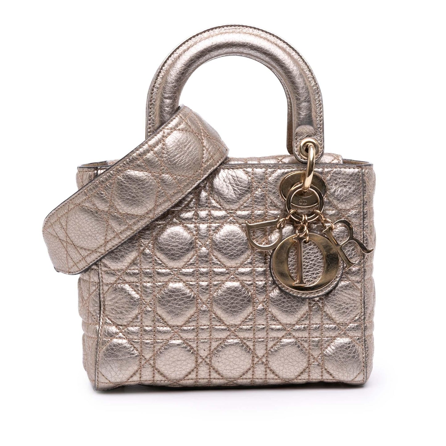 Dior Metallic Grained Calfskin Cannage Supple Lady Satchel Bag Small Supple Lady Dior