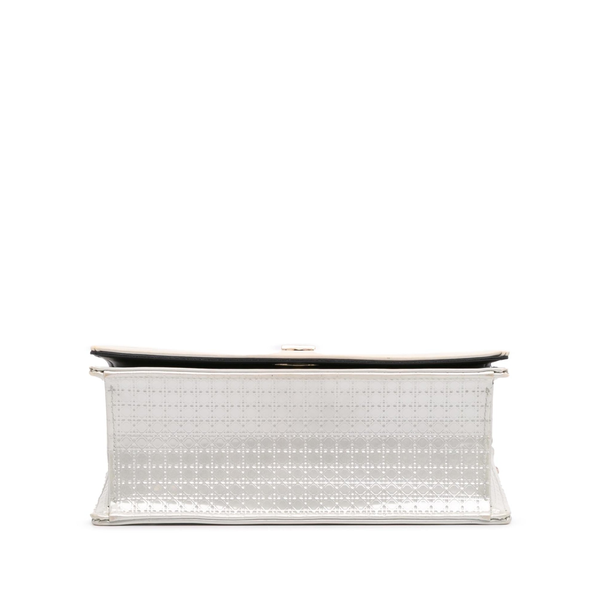 Dior Metallic Microcannage ama Crossbody Bag Patent Small Flap