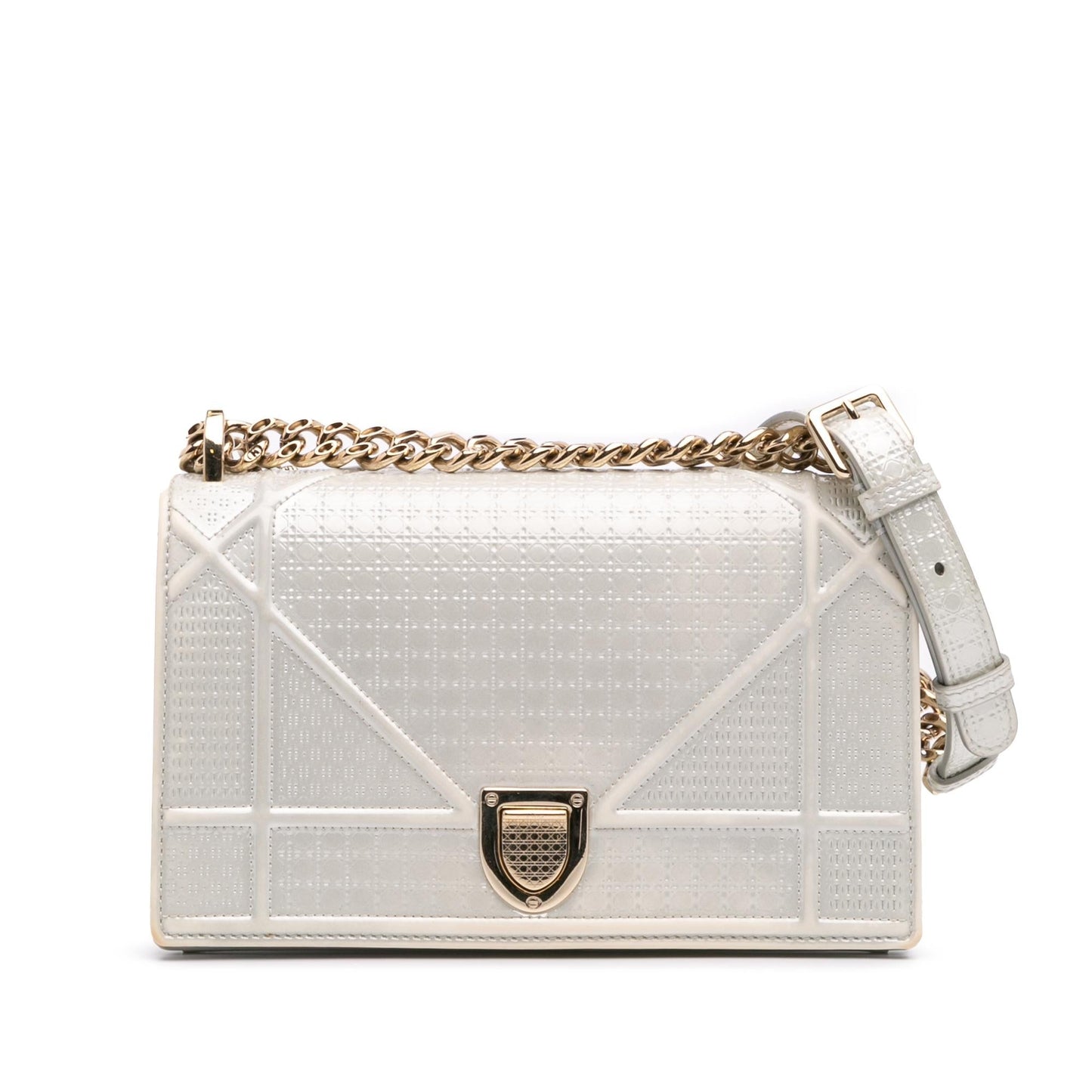 Dior Metallic Microcannage ama Crossbody Bag Patent Small Flap