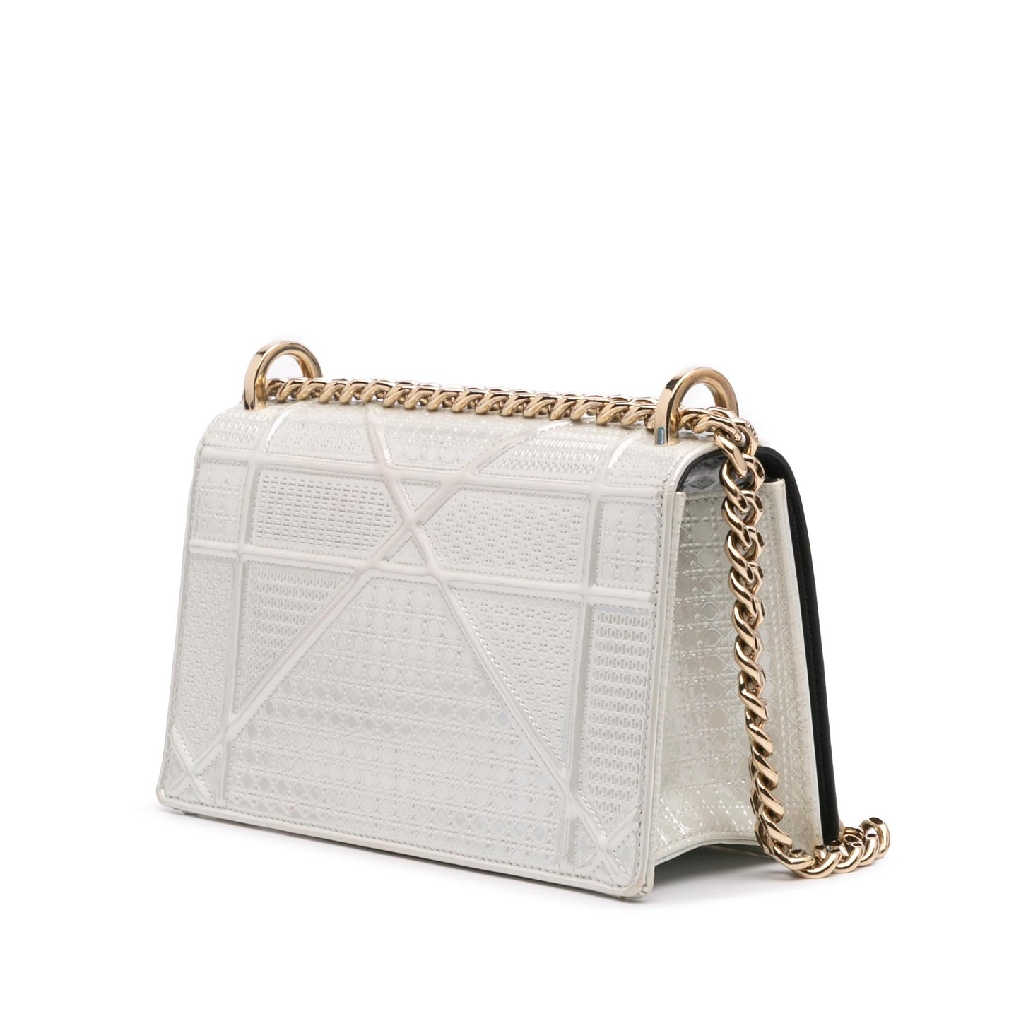 Dior Metallic Microcannage ama Crossbody Bag Patent Small Flap