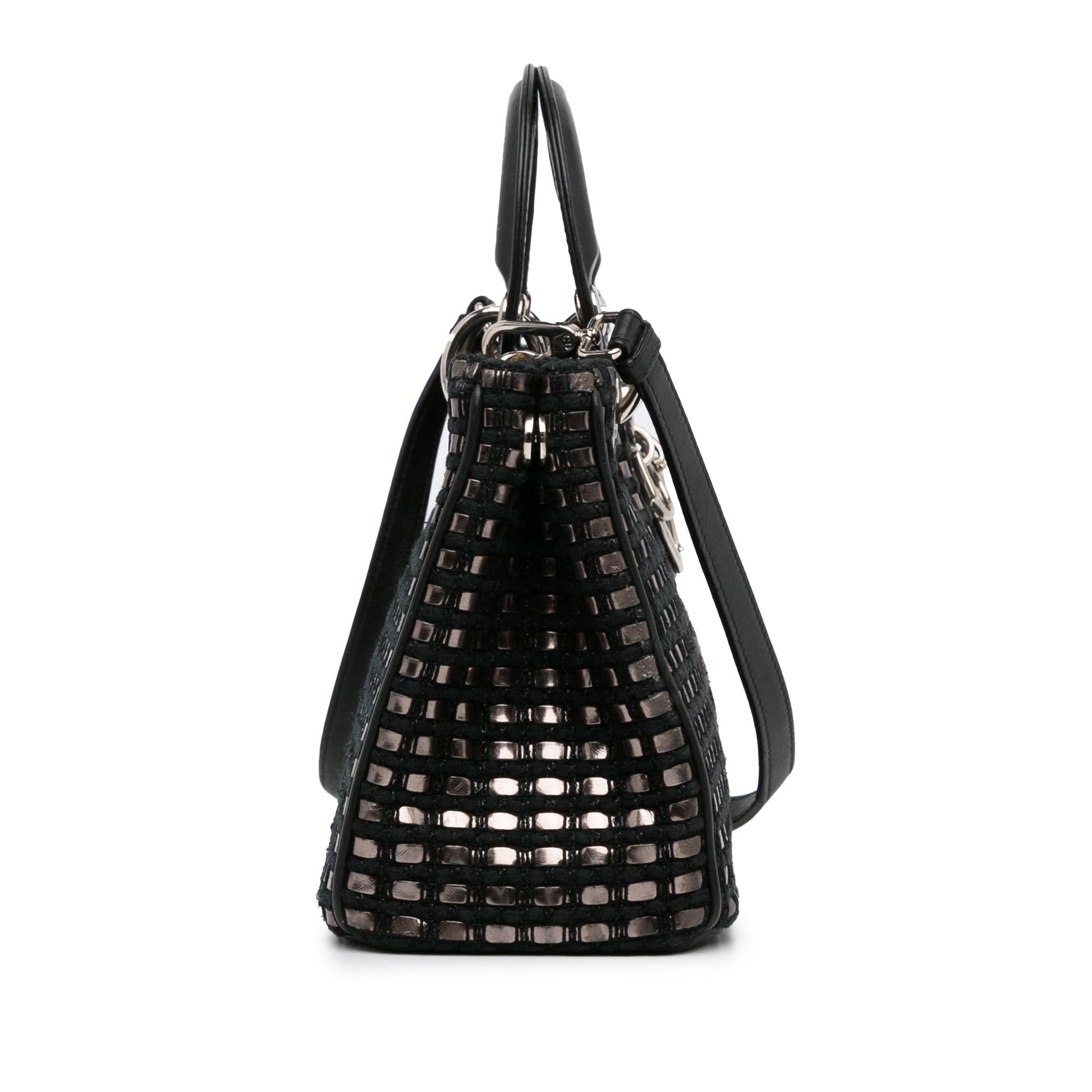Dior Metallic Tweed Lady Shg Iktpxq Satchel Bag Small