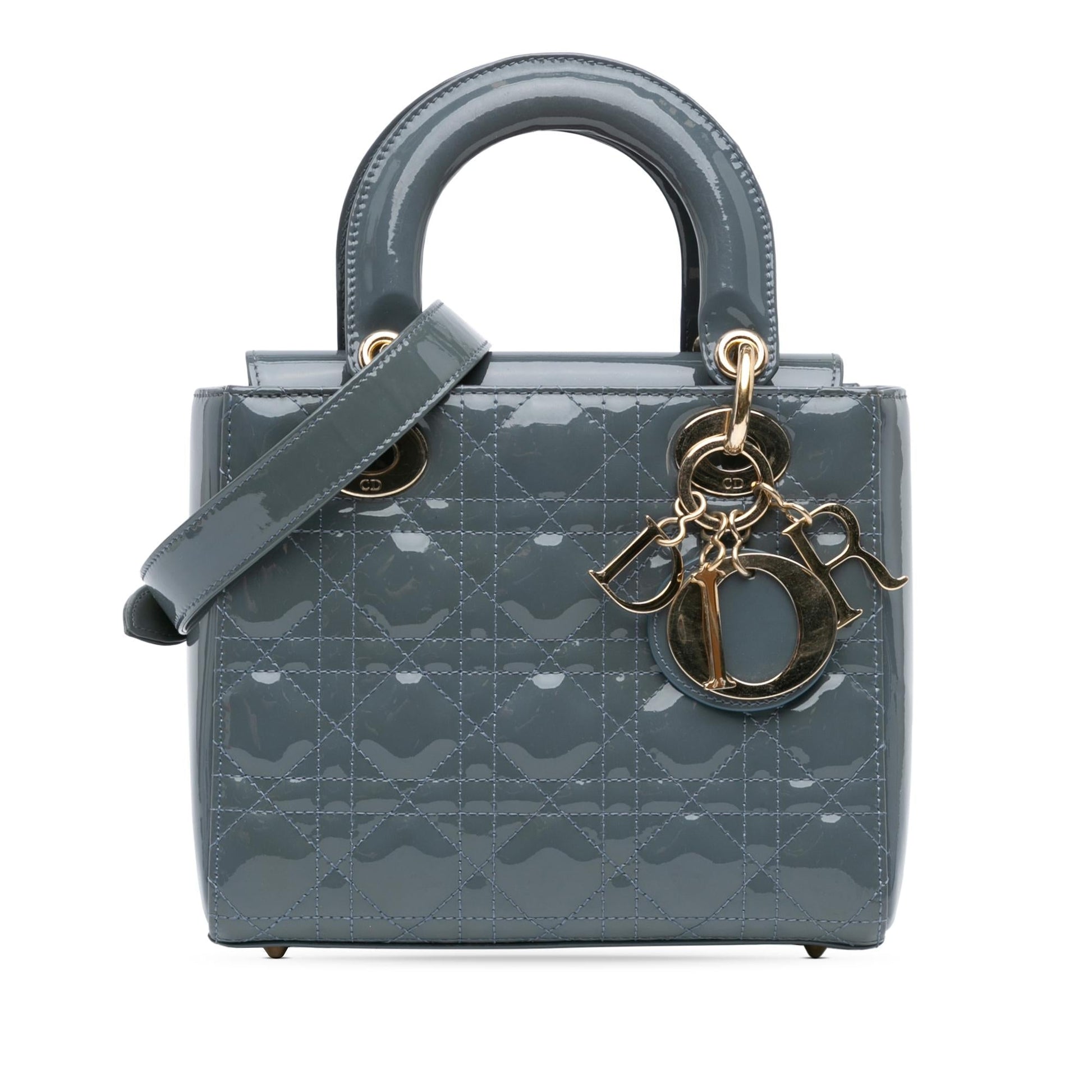 Dior Cannage Lady Satchel Bag Patent Small Cannage Lady Dior