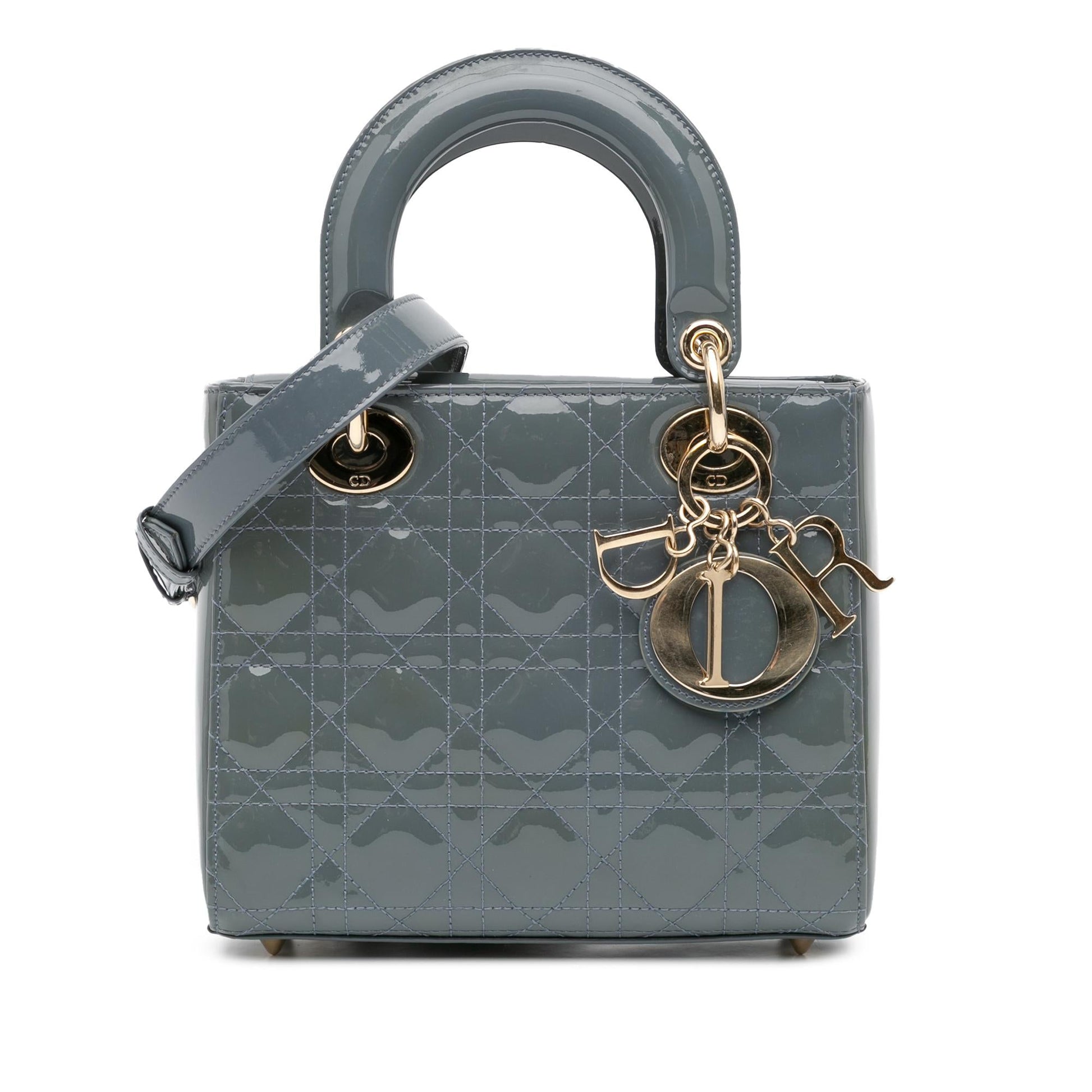 Dior Cannage Lady Satchel Bag Patent Small Lady Dior 1