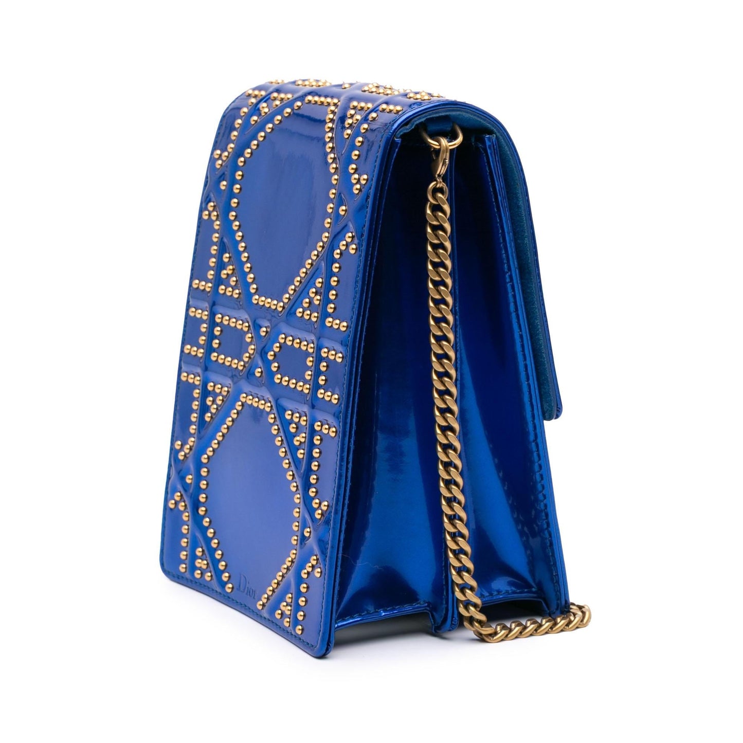 Dior Studded ama Vertical Clutch Patent Clutch Bag