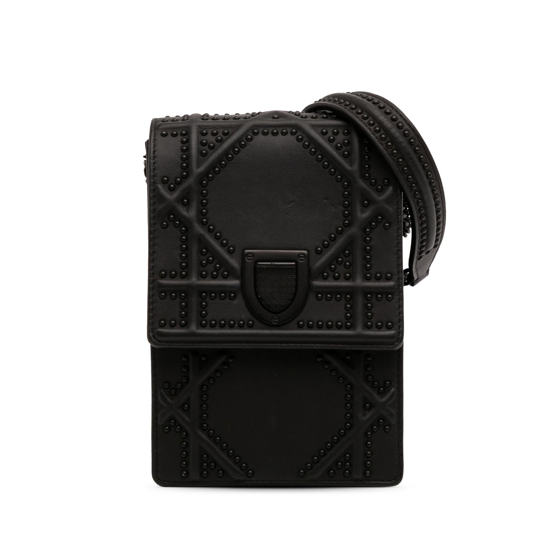 Dior Ultra Matte Calfskin Studded Vertical ama Crossbody Bag