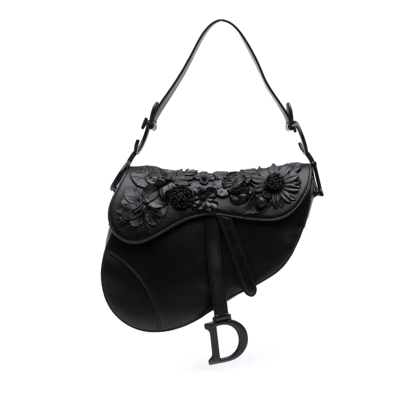 Dior Ultramatte Calfskin 3D Floral Saddle Bag Shoulder Bag