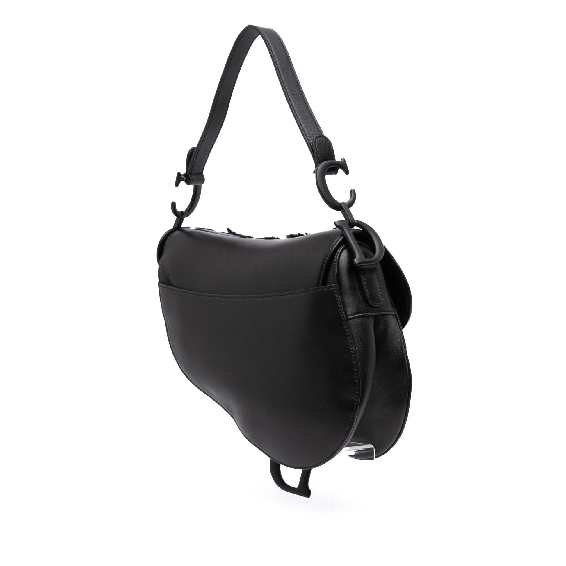 Dior Ultramatte Calfskin 3D Floral Saddle Bag Shoulder Bag