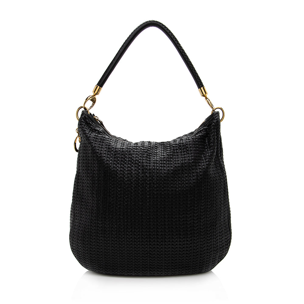Dior Soft Lady Hobo Shf Leather Woven Shoulder Bag