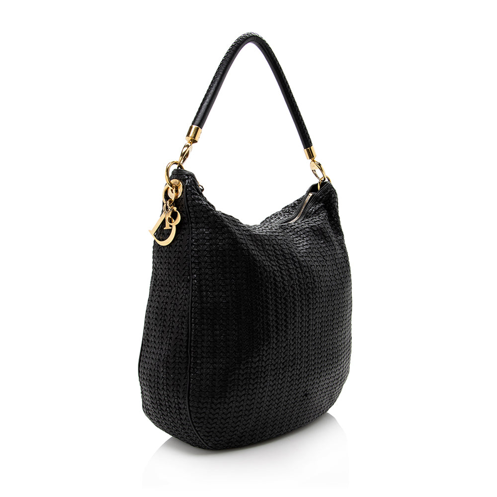 Dior Soft Lady Hobo Shf Leather Woven Shoulder Bag