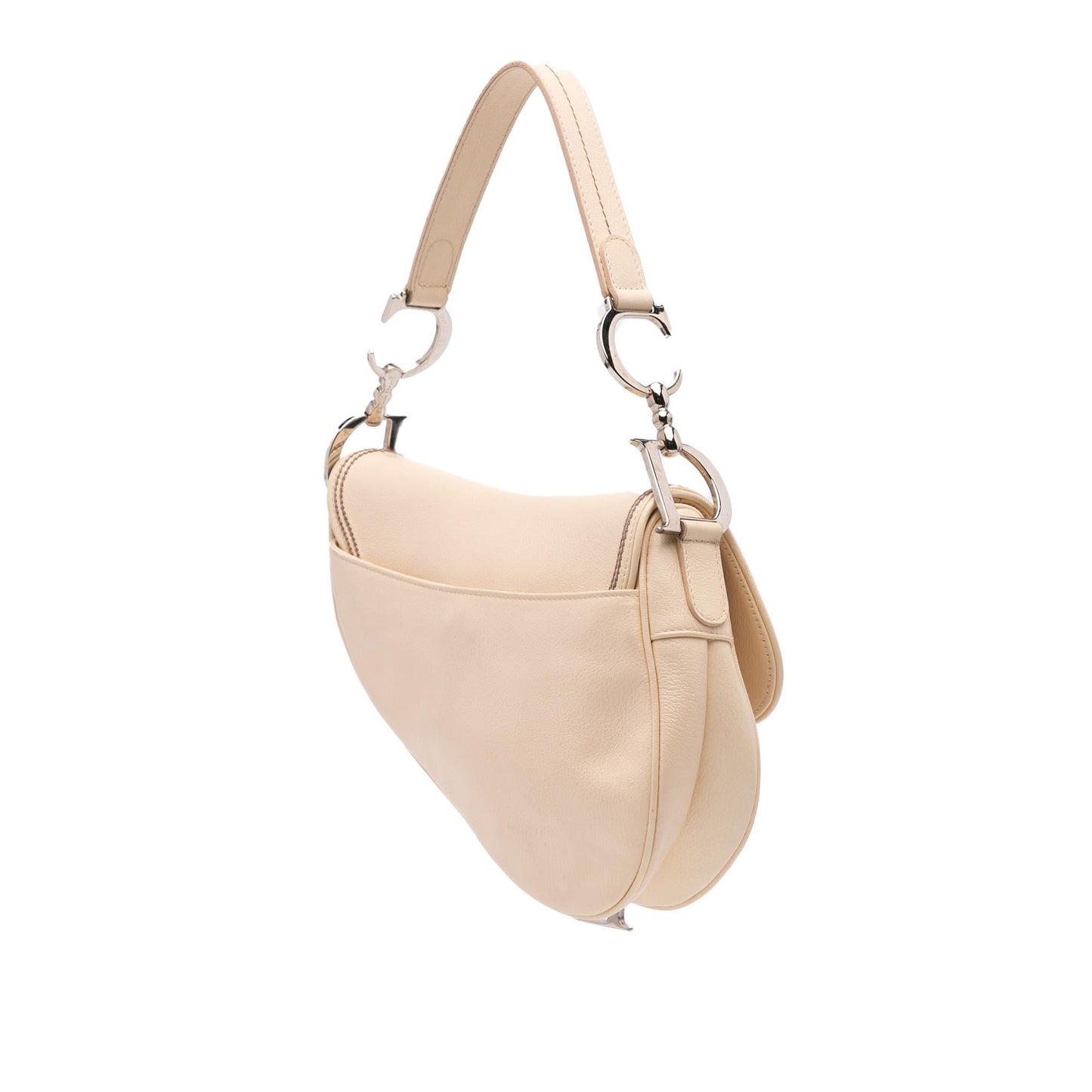 Dior Trim Grained Calfskin Saddle Bag Woven Shoulder Bag
