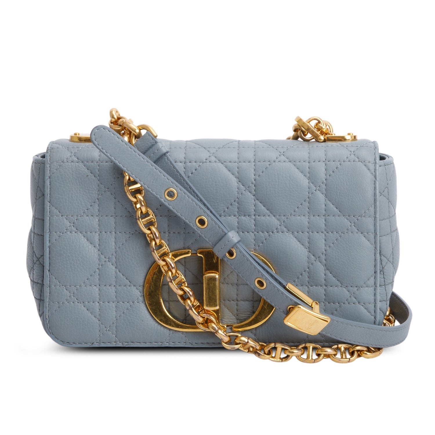 Dior Christian Grey Supple Cannage Calfskin Caro Bag Leather Small Travel Bag