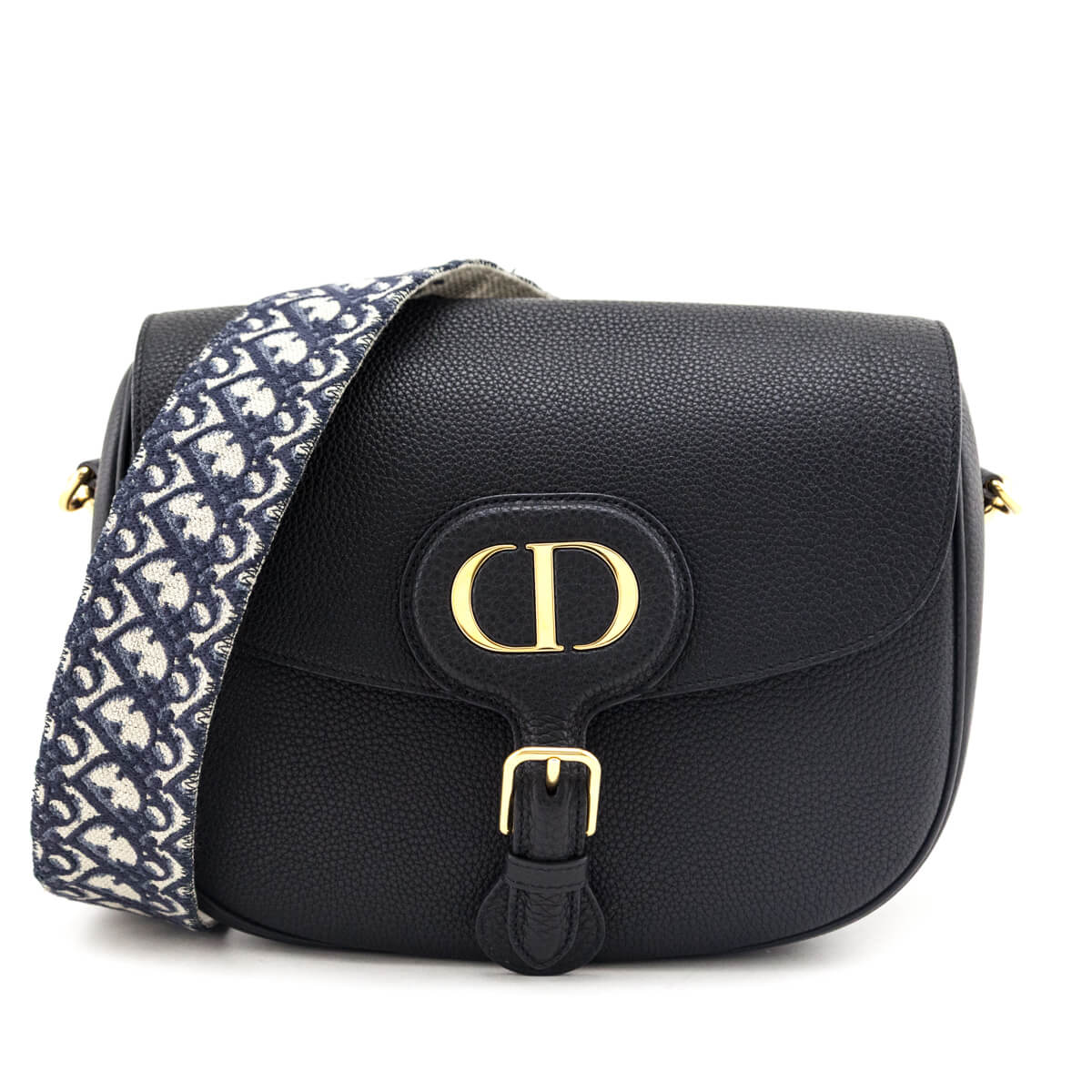Dior Handbag Grained Calfskin Bobby Bag Black Large Flap