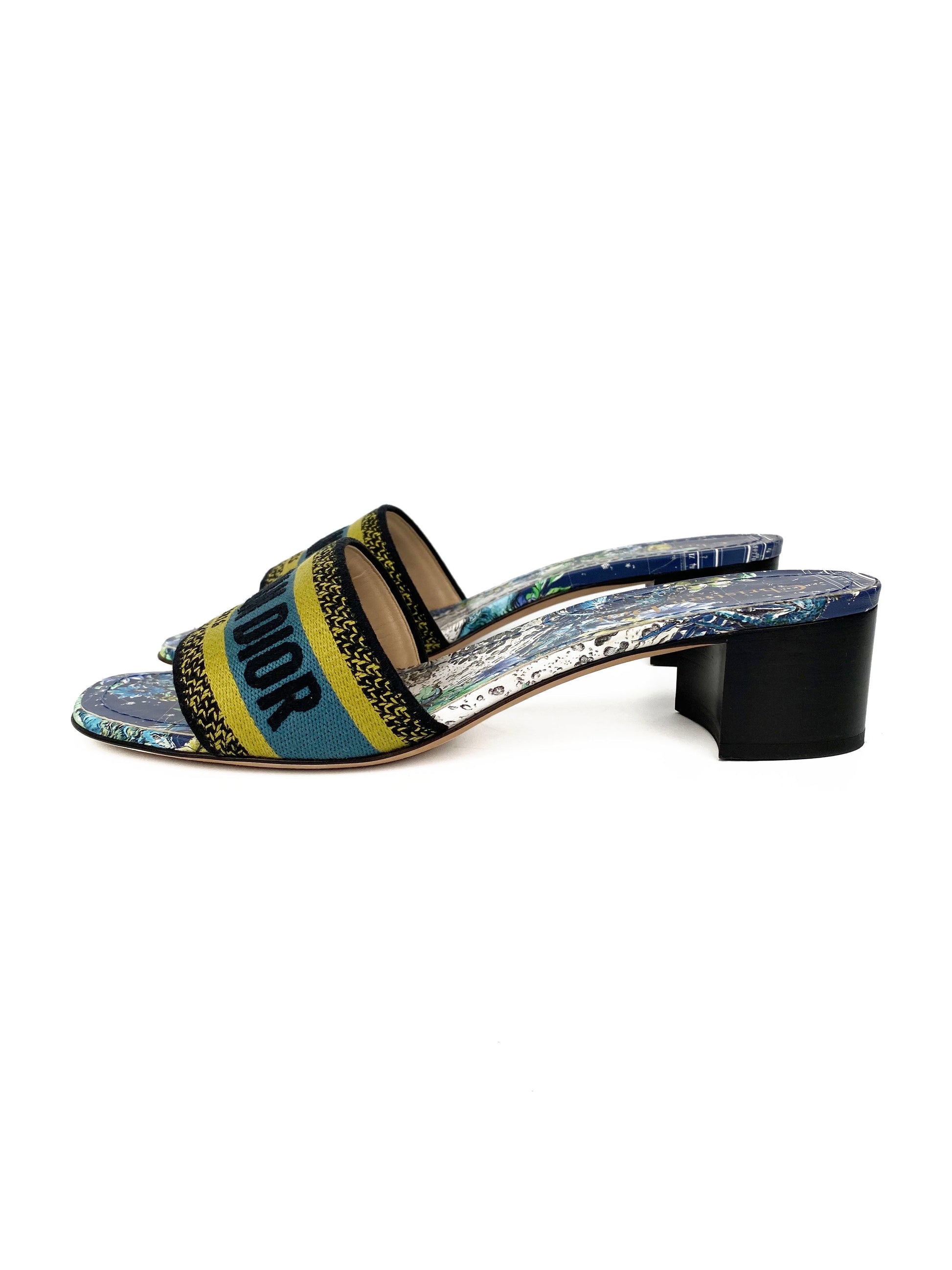Dior Handbag & Dway Heeled Slides 39 Blue Green Shoes