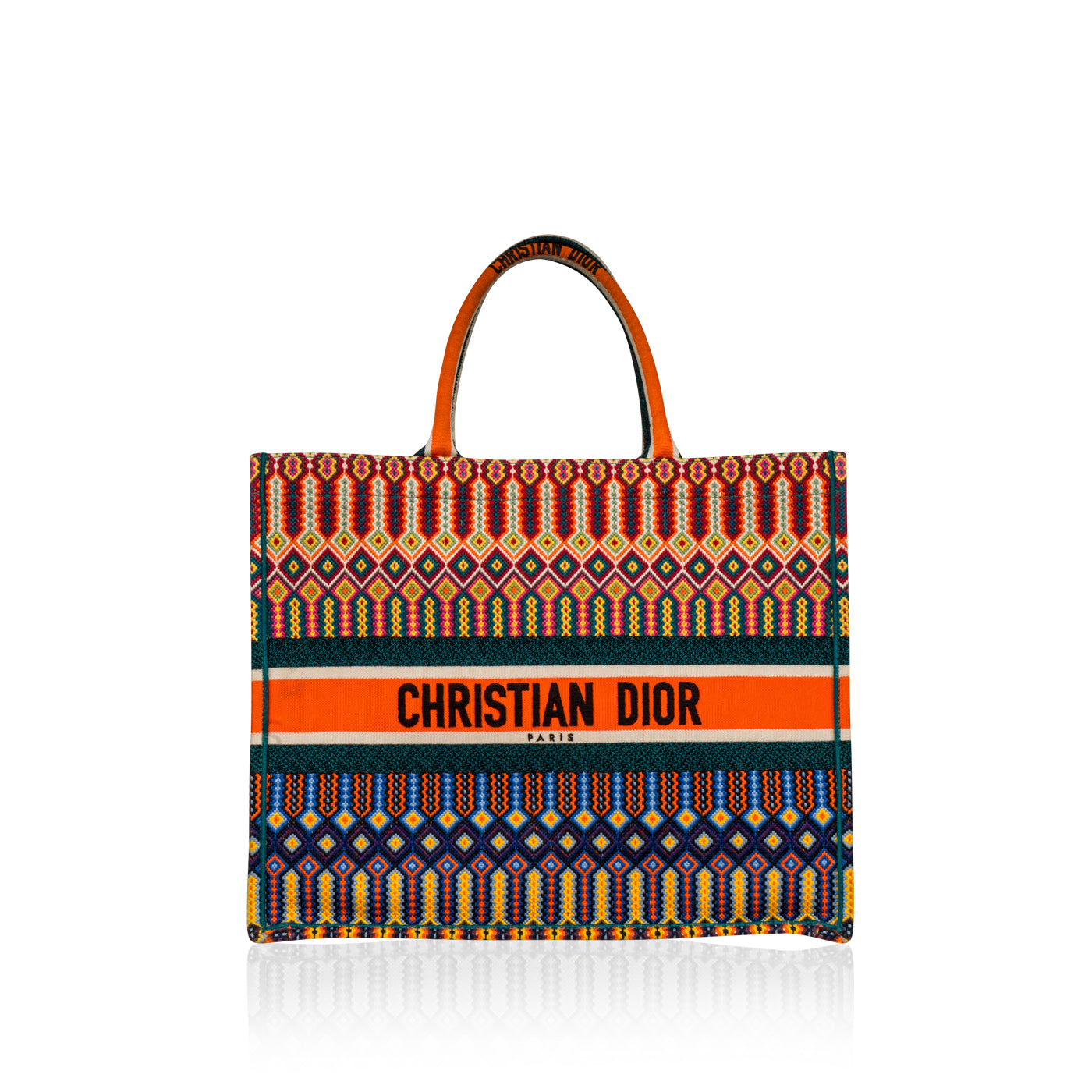 Dior Christian Oblique Book Tote Canvas Tote Bag Book Tote Multicoloured