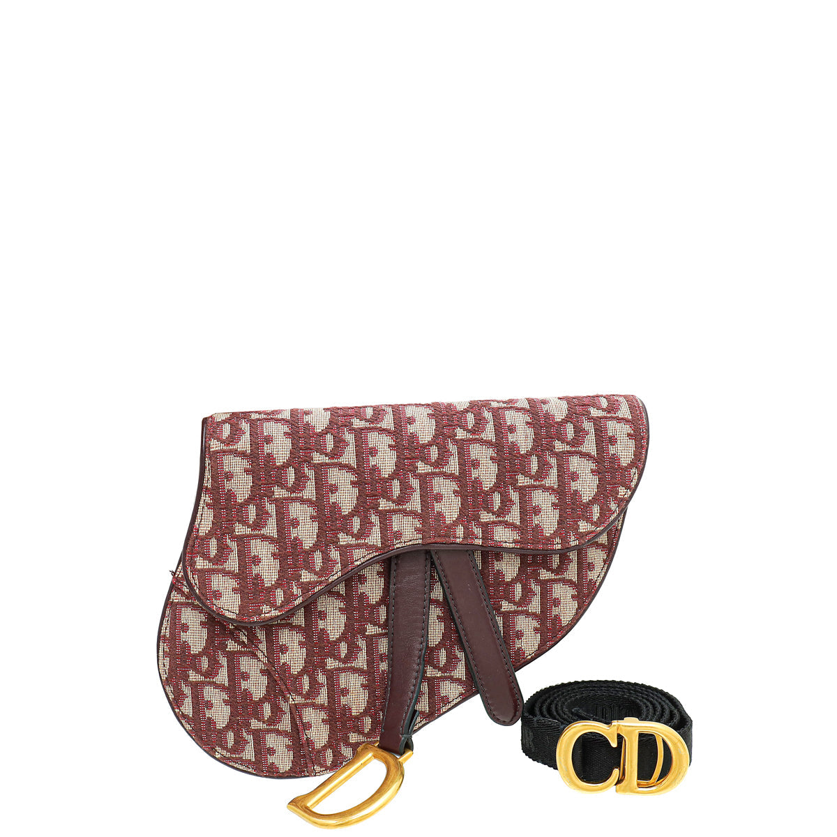 Dior Handbag Christian Burgundy Oblique Saddle Belt Bag 2