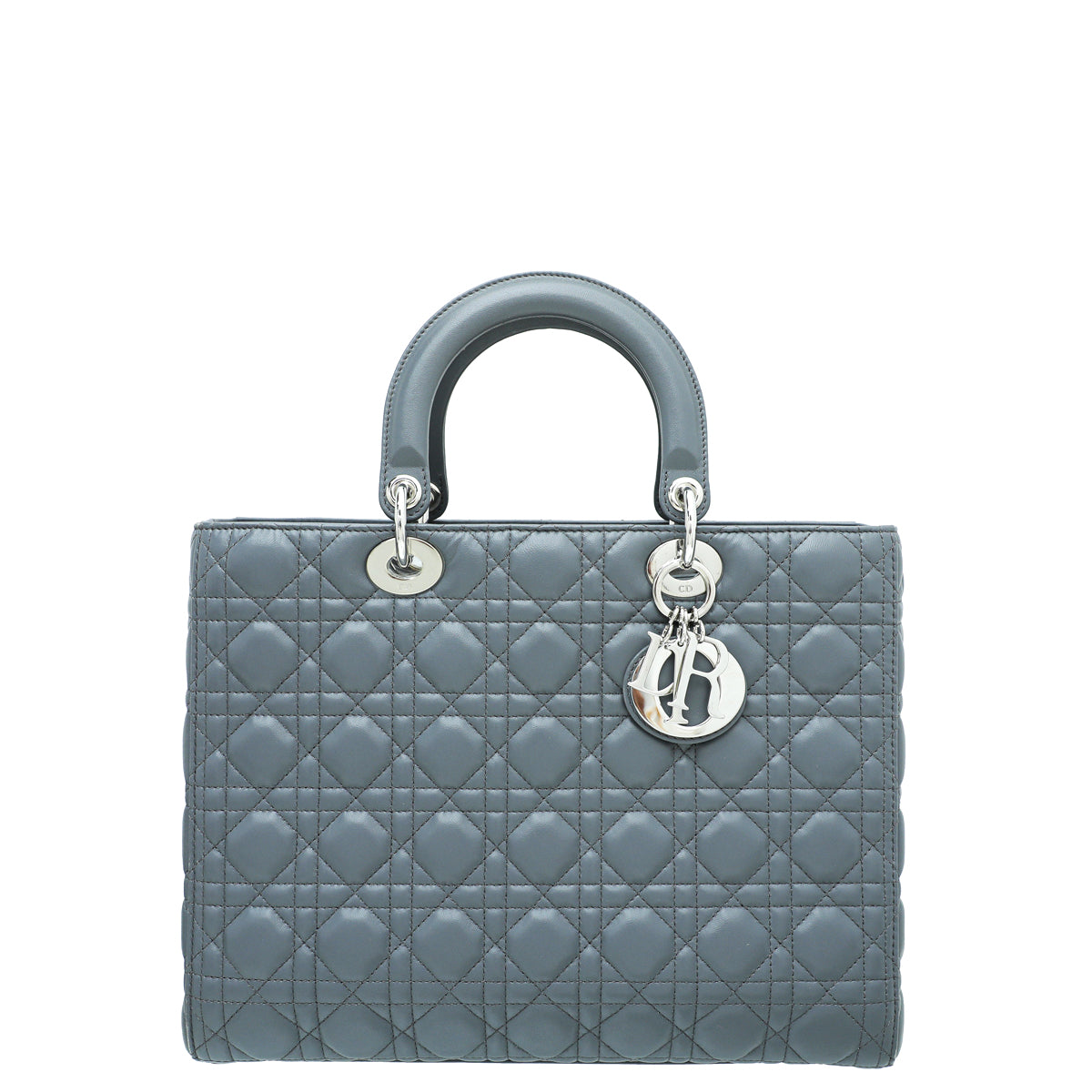 Dior Handbag Christian Grey Lady Bag Gray Large