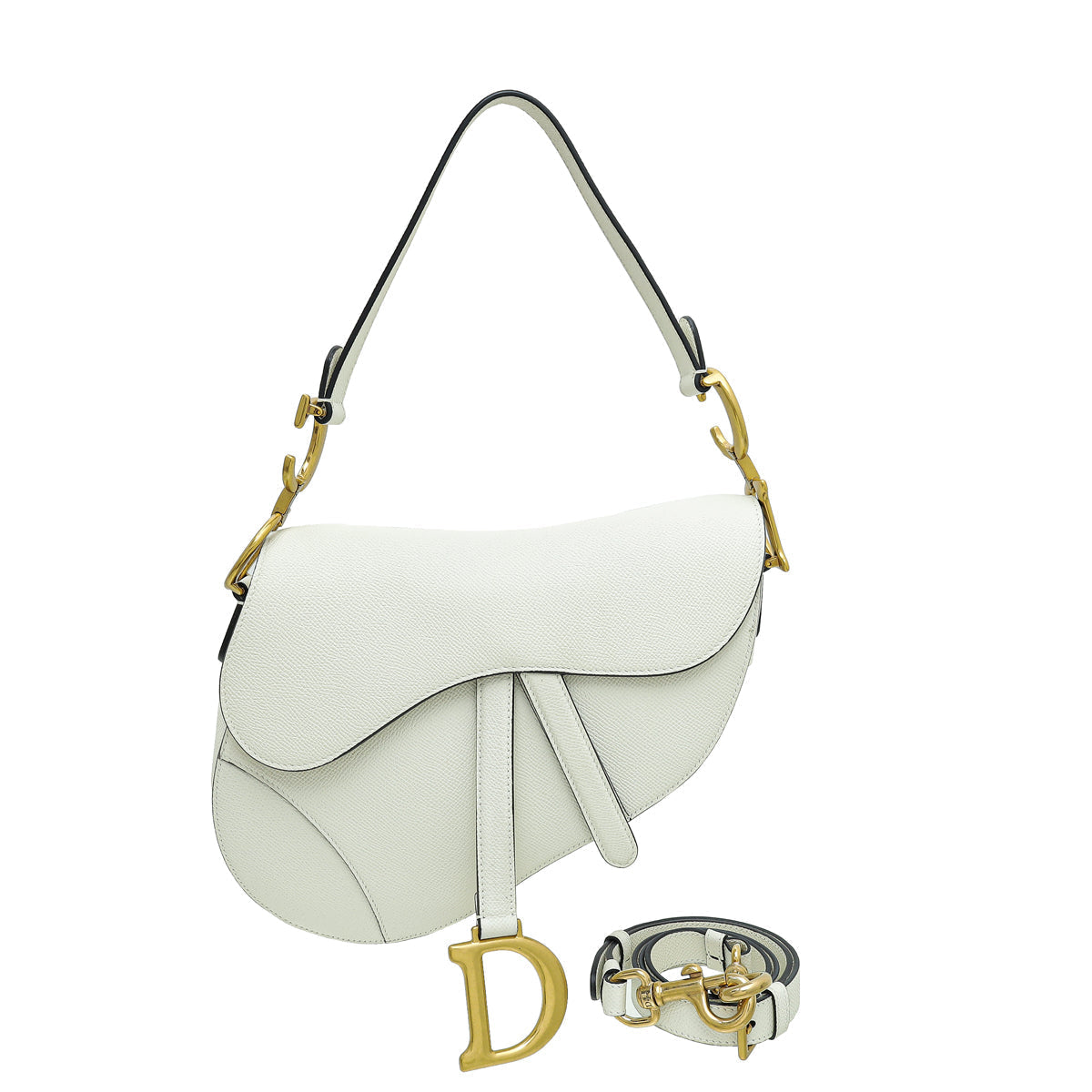 Dior Handbag Christian Saddle Bag White Medium Shoulder Bag