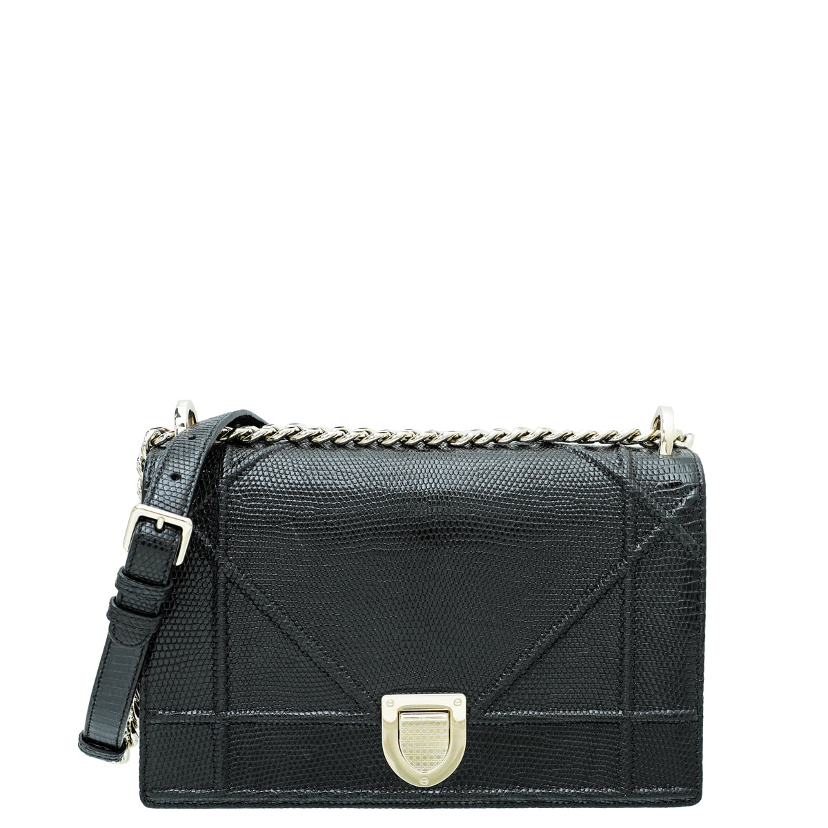 Dior Handbag Christian Lizard ama Bag Black Medium Shoulder Bag