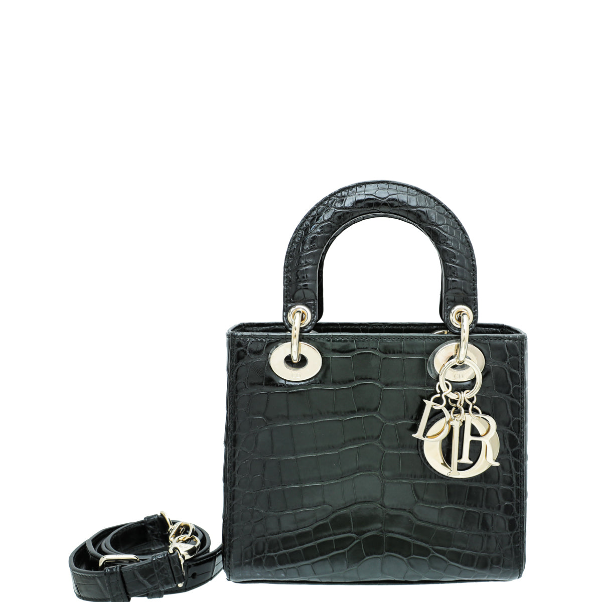Dior Handbag Christian Forest Lady Alligator Bag Black Green Medium Shoulder Bag
