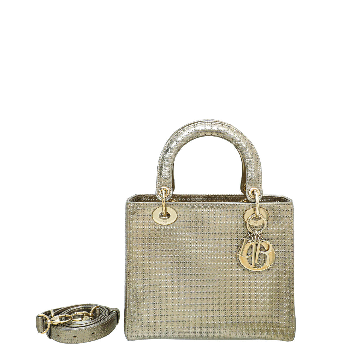 Dior Handbag Christian Champagne Lady Cannage Bag Medium Micro Shoulder Bag