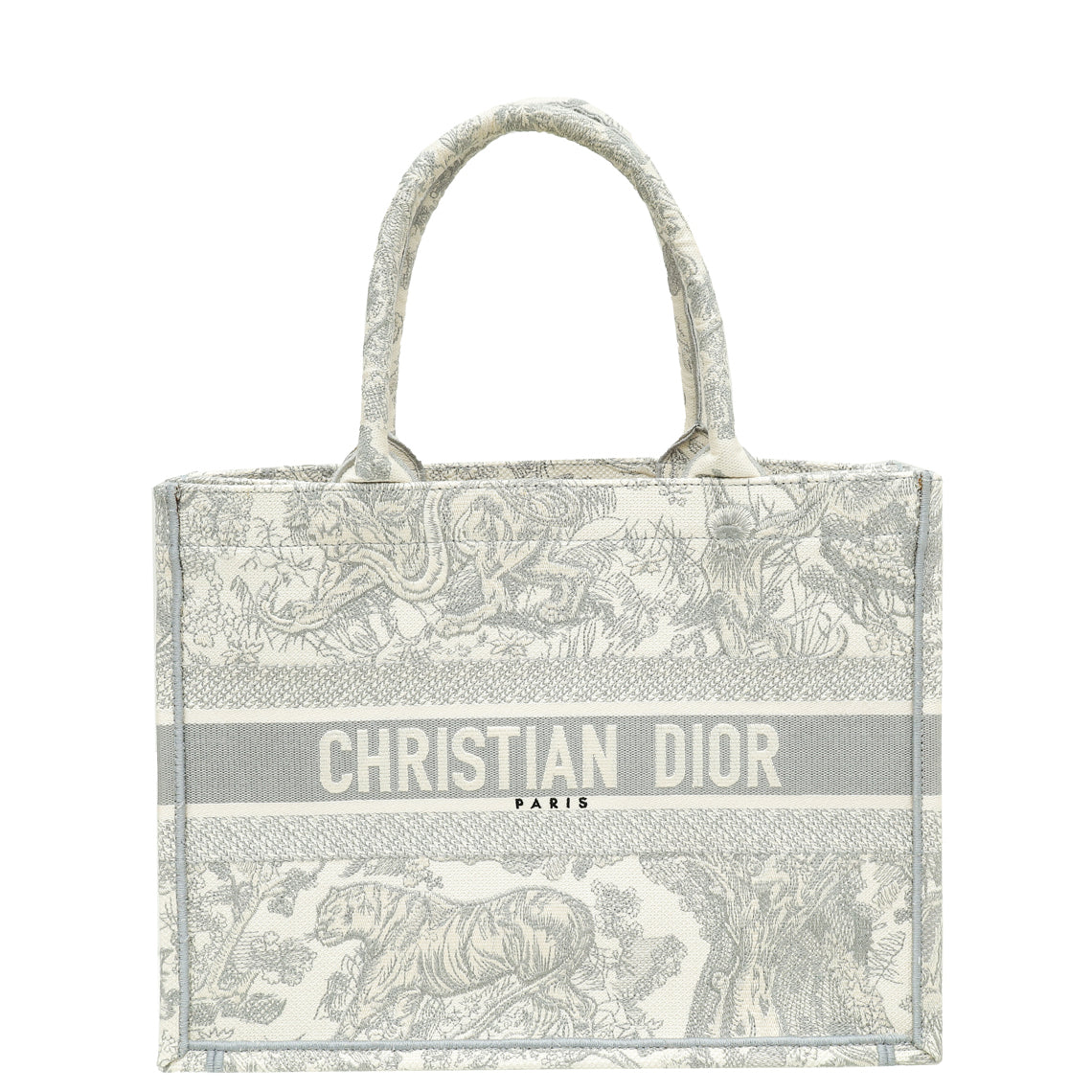 Dior Handbag Christian Bicolor Toile De Jouy Embroidery Book Medium Shoulder Bag