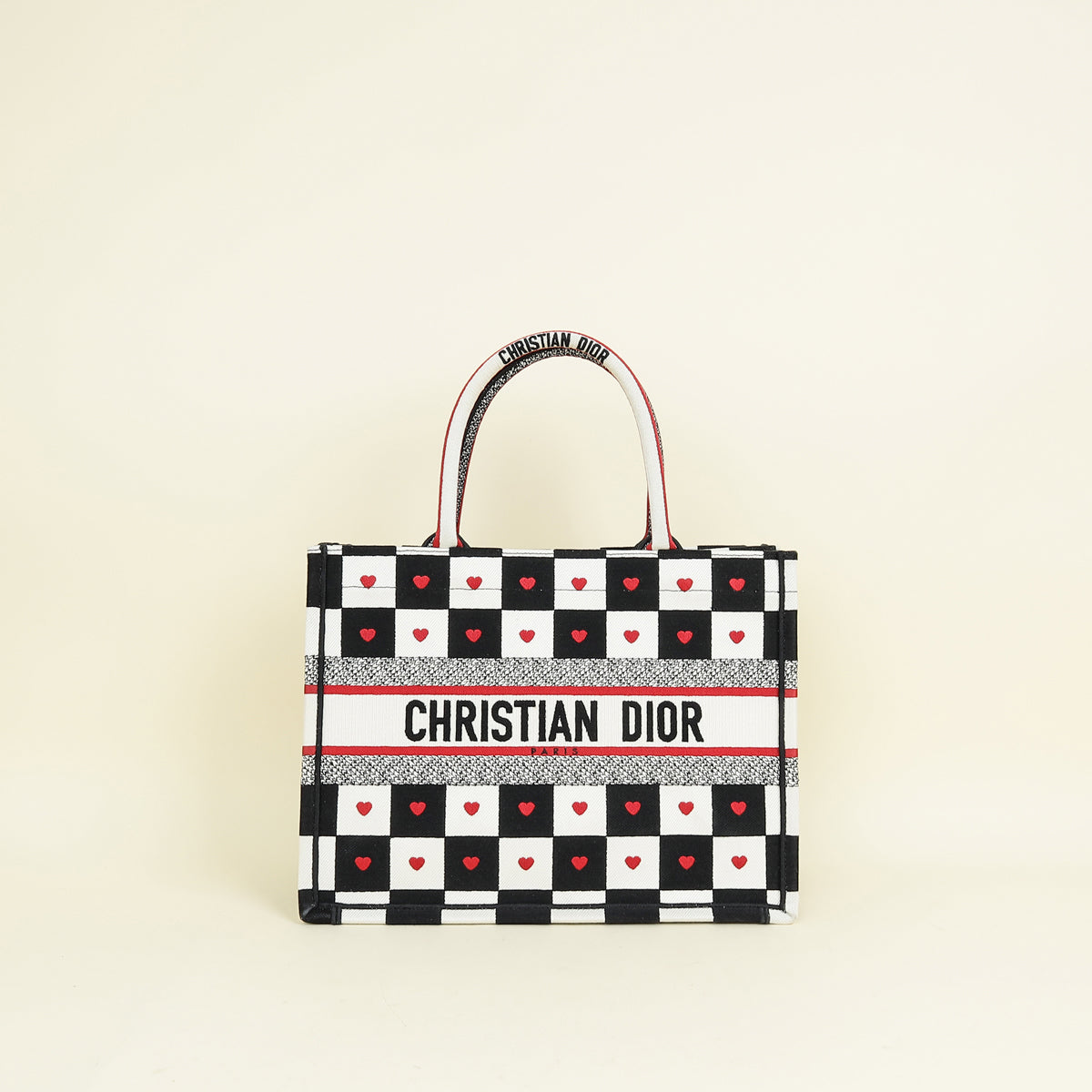 Dior Handbag Christian Tricolor amour D-Chess Heart Book Tote Medium Tote Bag