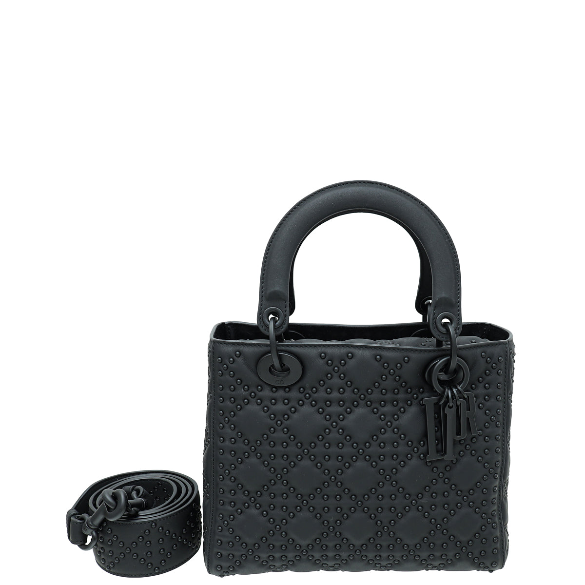 Dior Handbag Christian So Supple Lady Studded Bag Black Medium Shoulder Bag