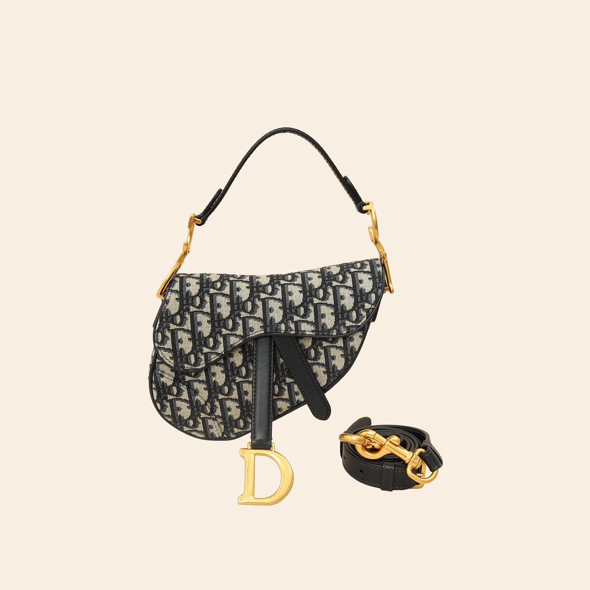 Dior Handbag Christian Saddle Bag w Strap Blue Navy Mini Shoulder Bag